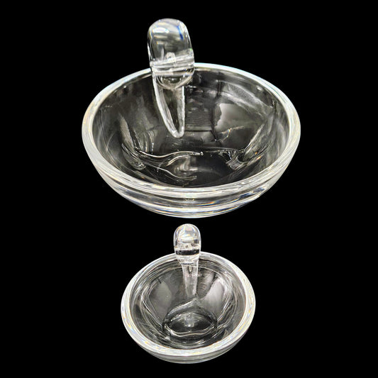 2 Steuben Crystal Snail Olive Bowls, 5" and 2.25" Both Signed, in Excellent Cond