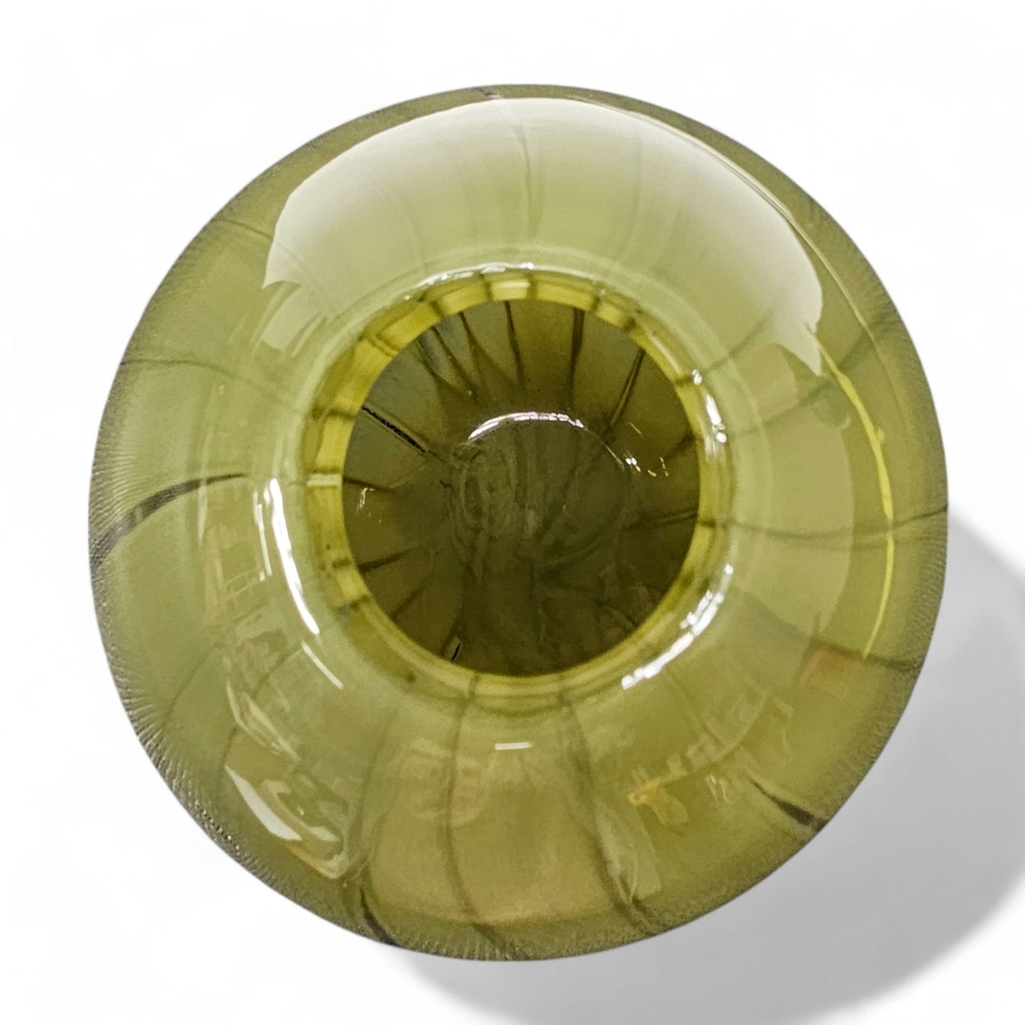 11” Hand Blown Glass Art Vase in Light Moss Green | Encased Studio Glass