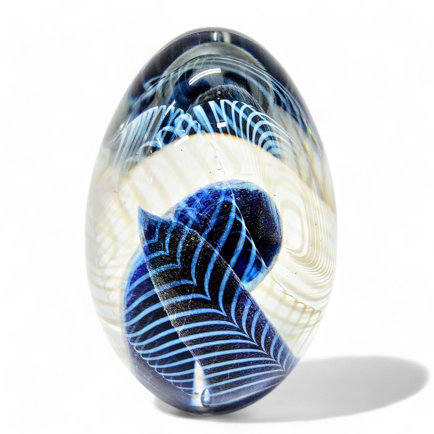 Robert Eickholt Large Cased Dichroic Egg Paperweight Signed & Dated 1988