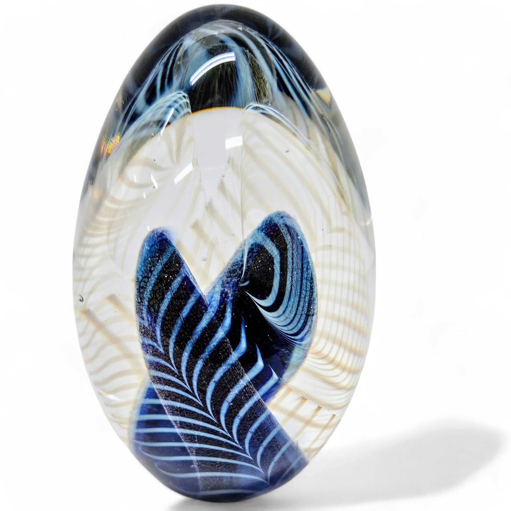 Robert Eickholt Large Cased Dichroic Egg Paperweight Signed & Dated 1988