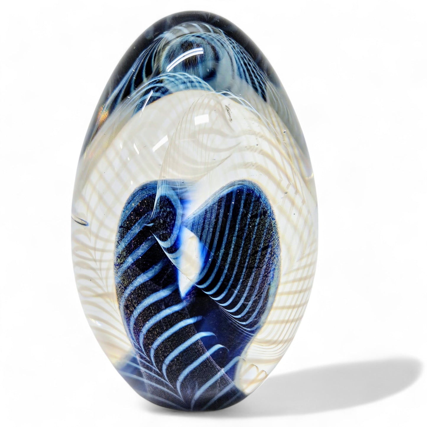 Robert Eickholt Large Cased Dichroic Egg Paperweight Signed & Dated 1988