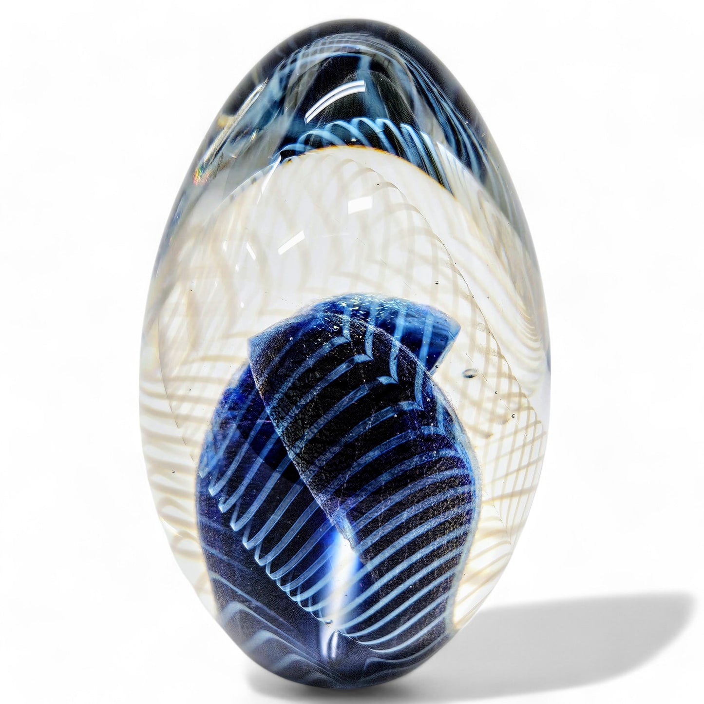 Robert Eickholt Large Cased Dichroic Egg Paperweight Signed & Dated 1988