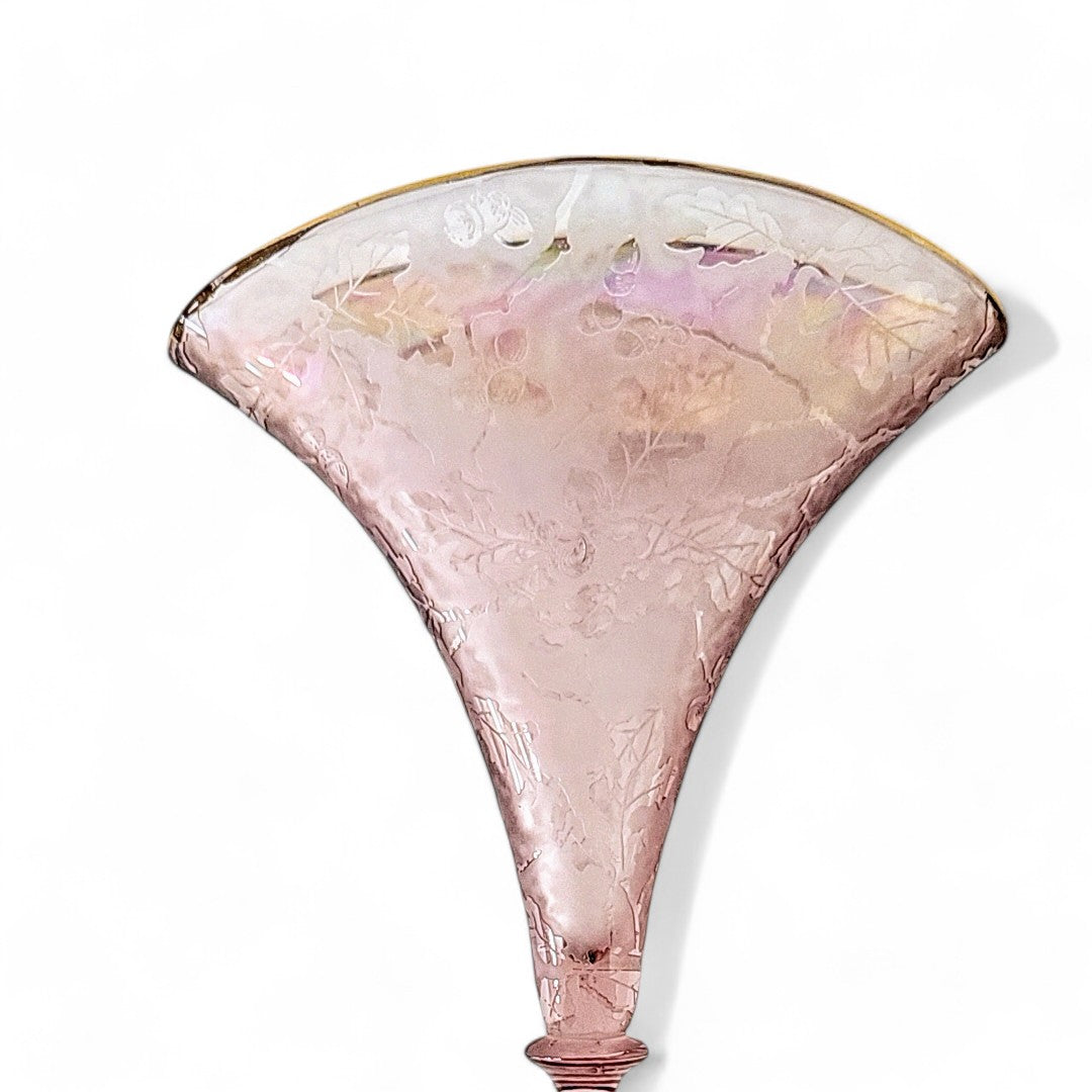 Fostoria Versailles Pink Iridescent Fan Vase 1930s  RARE