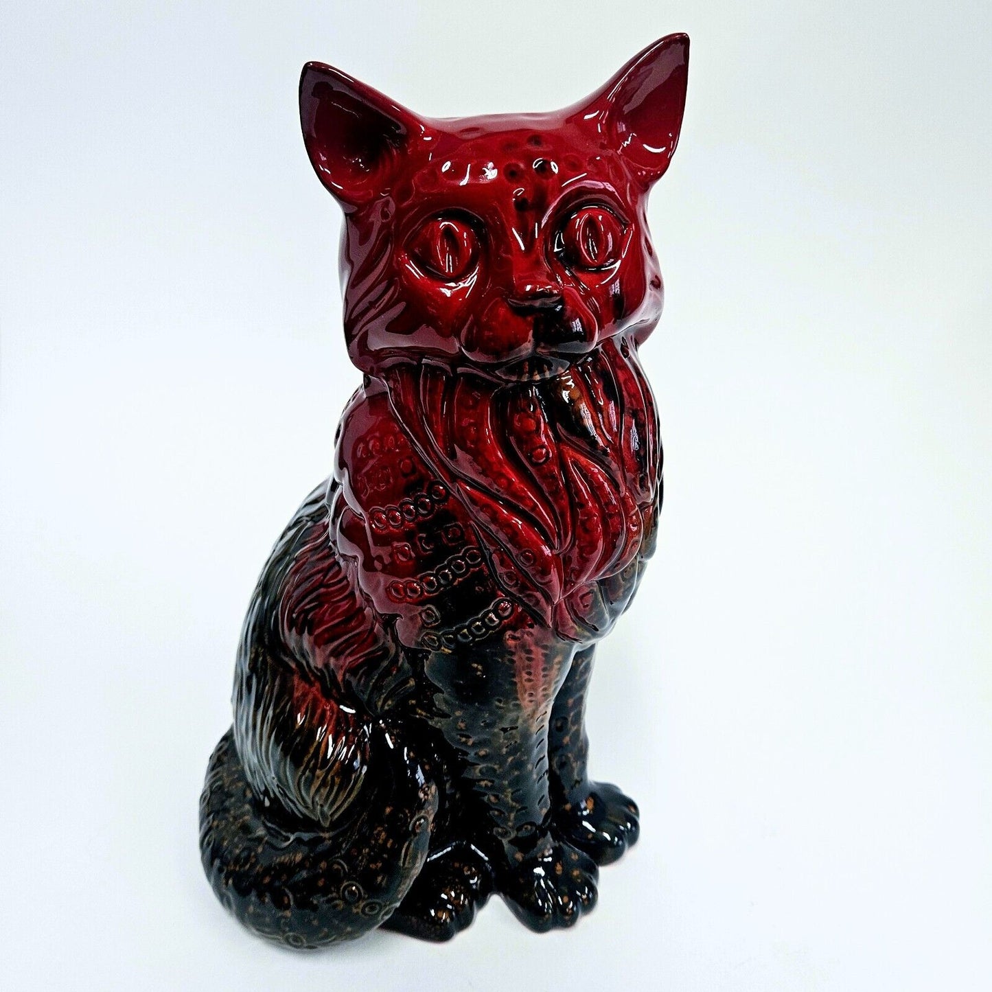 Royal Doulton Flambé Cat | Vintage Large Cat Figurine