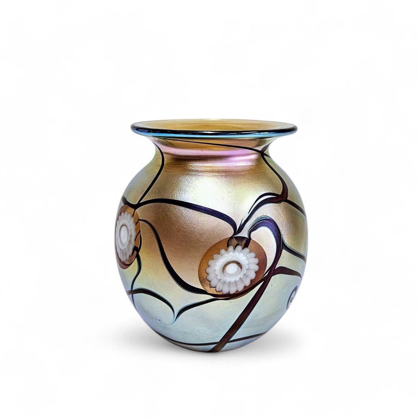 Robert Eickholt Glass Art Vase | Signed 2005 | Iridescent Aurene Vase