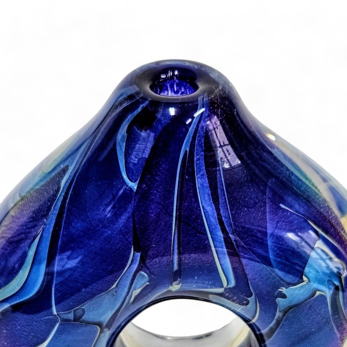 Robert Eickholt Blown Glass Encased Bud Vase | Signed Dated 2001 | Cosmic Blue