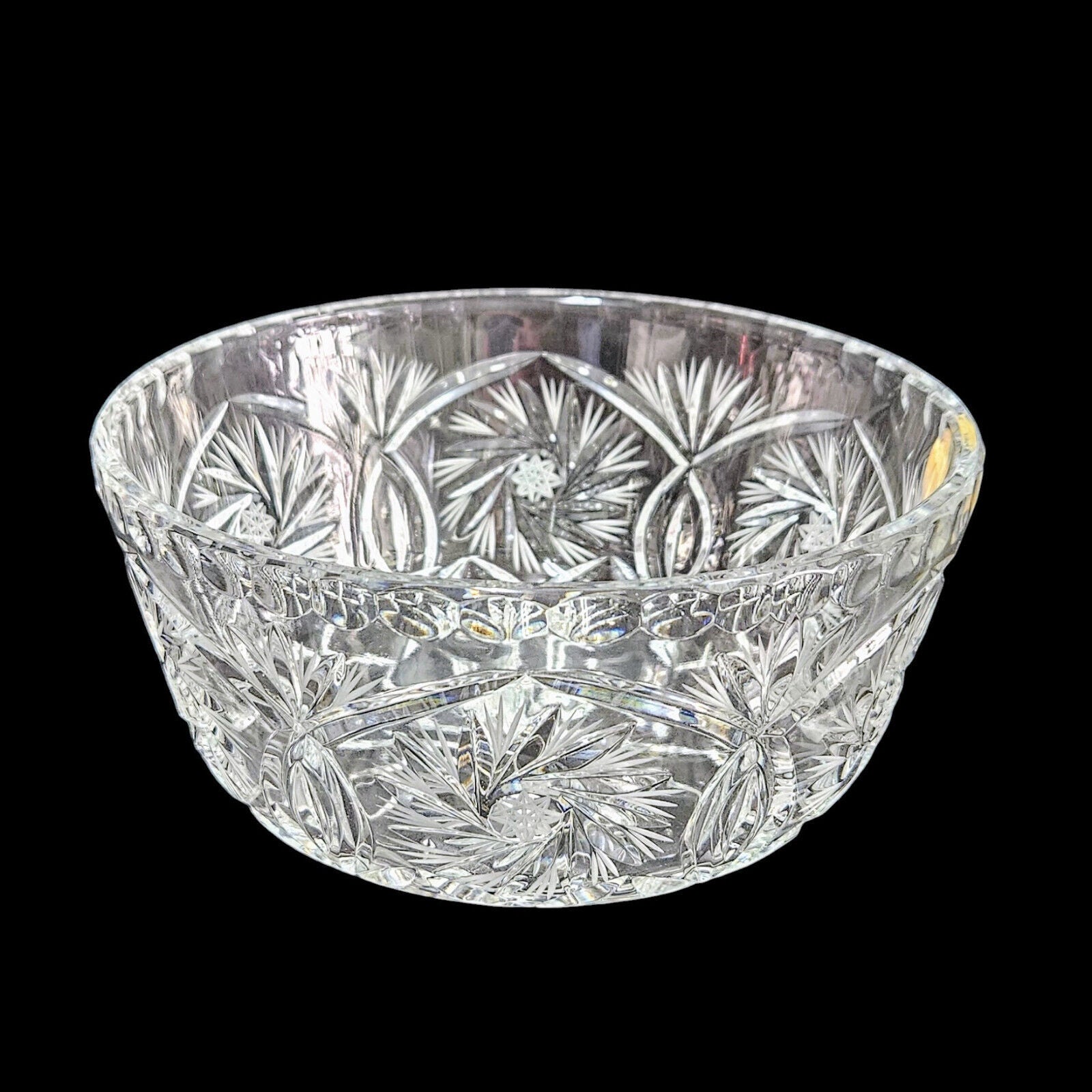 Vintage Crystal Clear Hand Cut 24% Lead Crystal Fruit Bowl Made In Poland