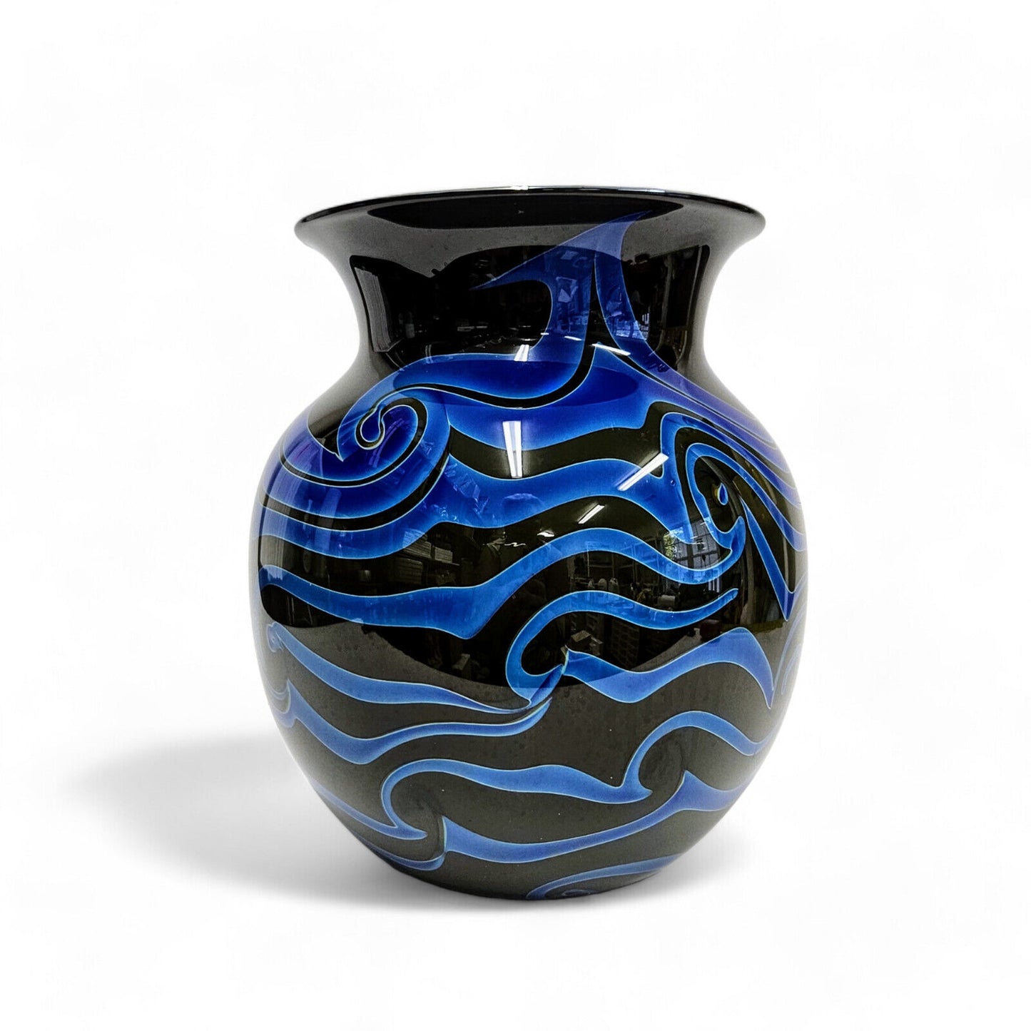 Charles Lotton King Tut Vase in Black and Blue - Signed and Dated 1974