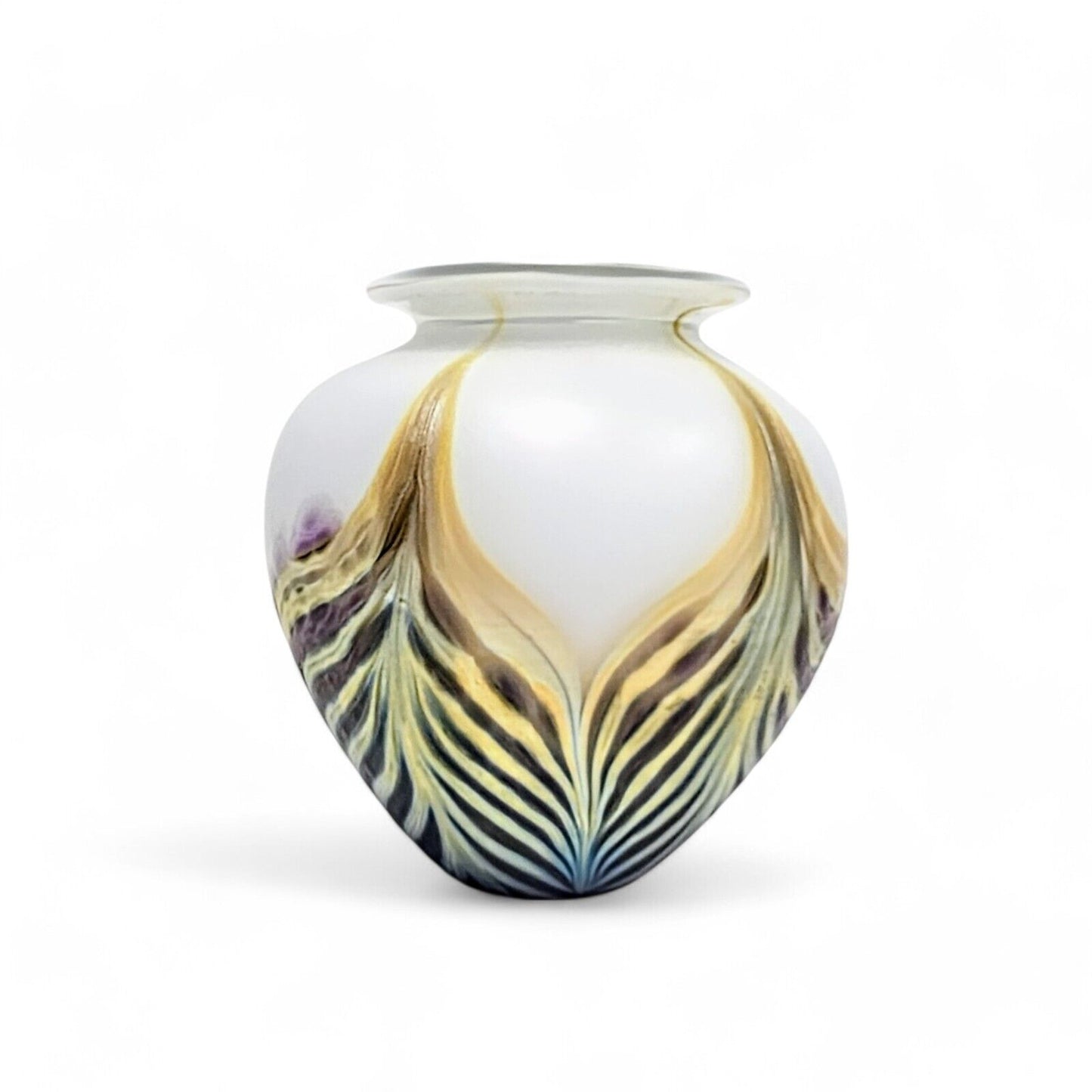 Robert Eickholt Pulled Feather Art Glass Vase Signed & Dated 2003