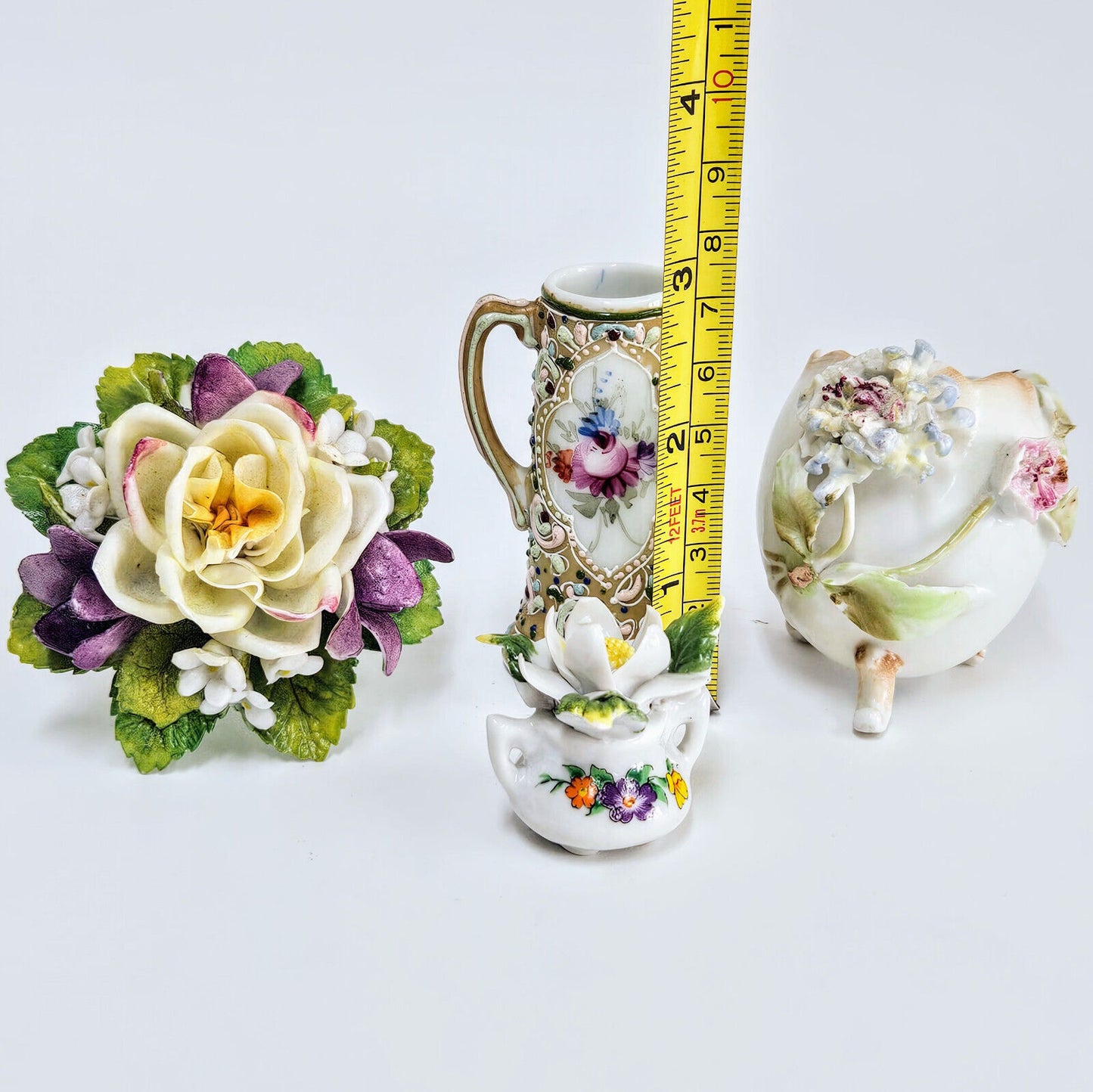 Lot of 4 Porcelain Miniatures including Antique Meissen (?) Pitcher