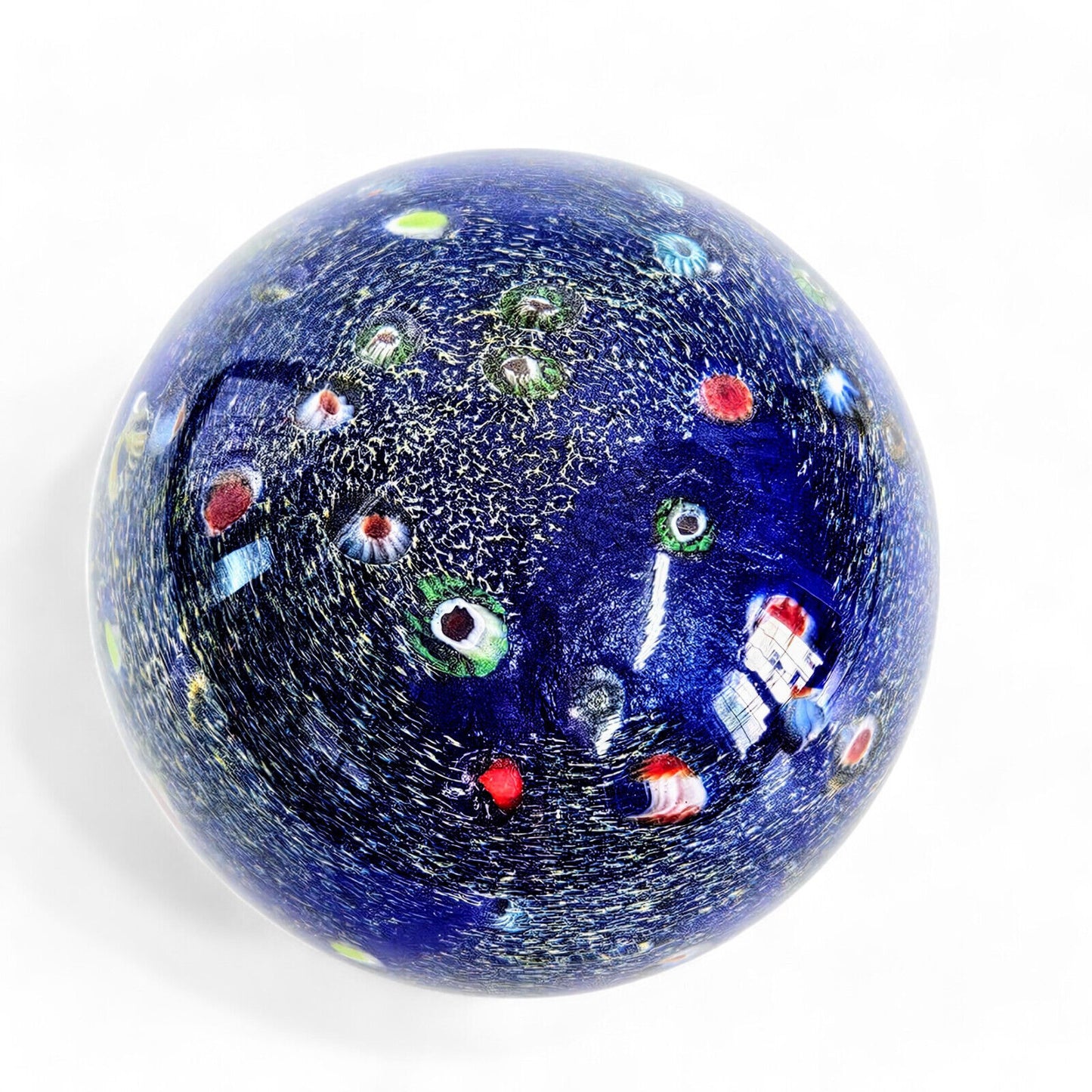 Saul Alcaraz 3.75" Galaxy Glass Paperweight Signed | Millefiori Infused Glass