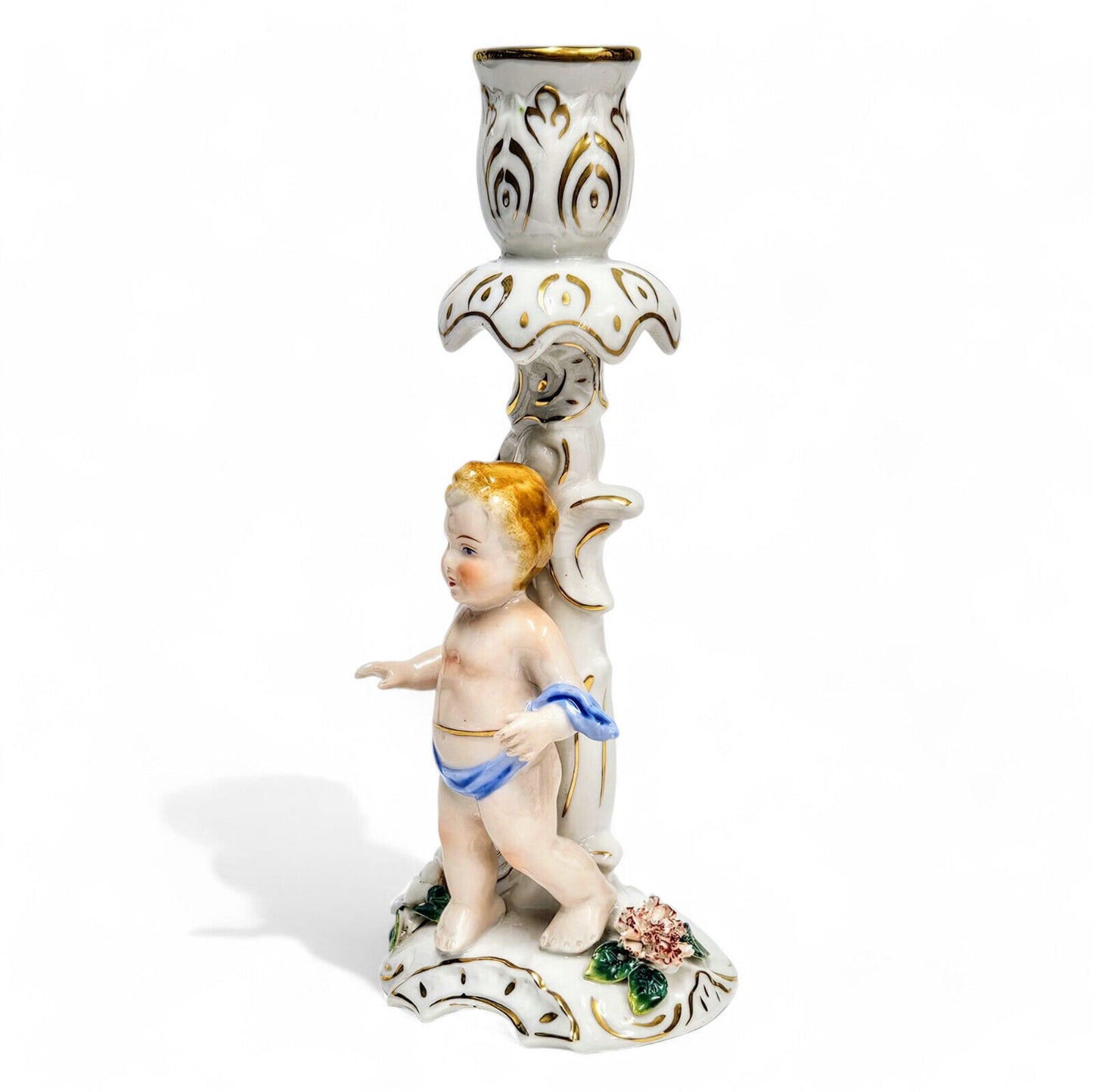 Antique Dresden Crown L R Cherub Candlestick C 1900's Limited Edition 1 of 550