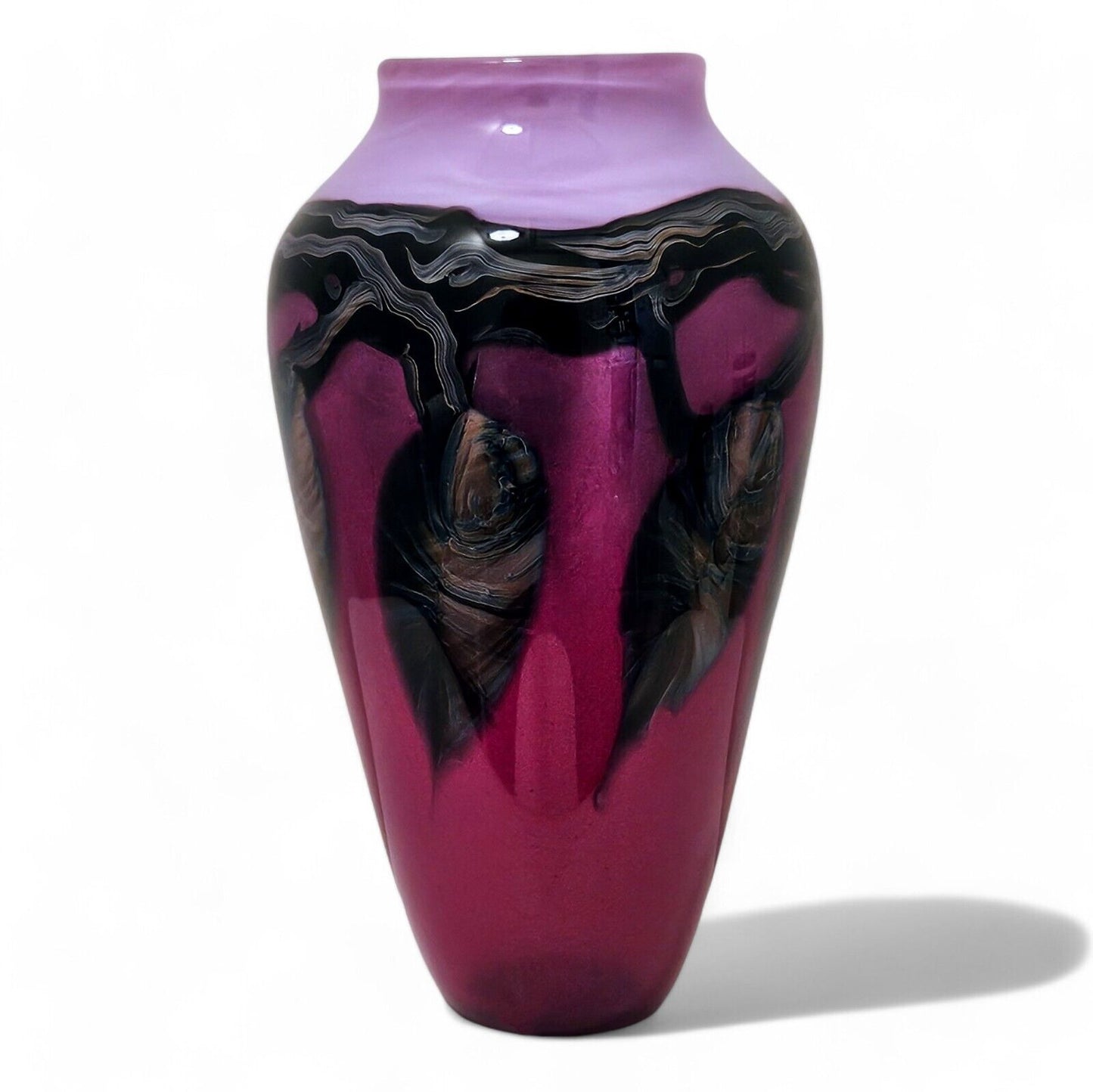 David Lotton Leaf & Vine Studio Glass Art Vase | Shades of Purple | Signed 1993