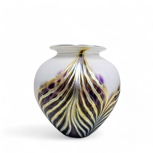 Robert Eickholt Pulled Feather Art Glass Vase Signed & Dated 2003