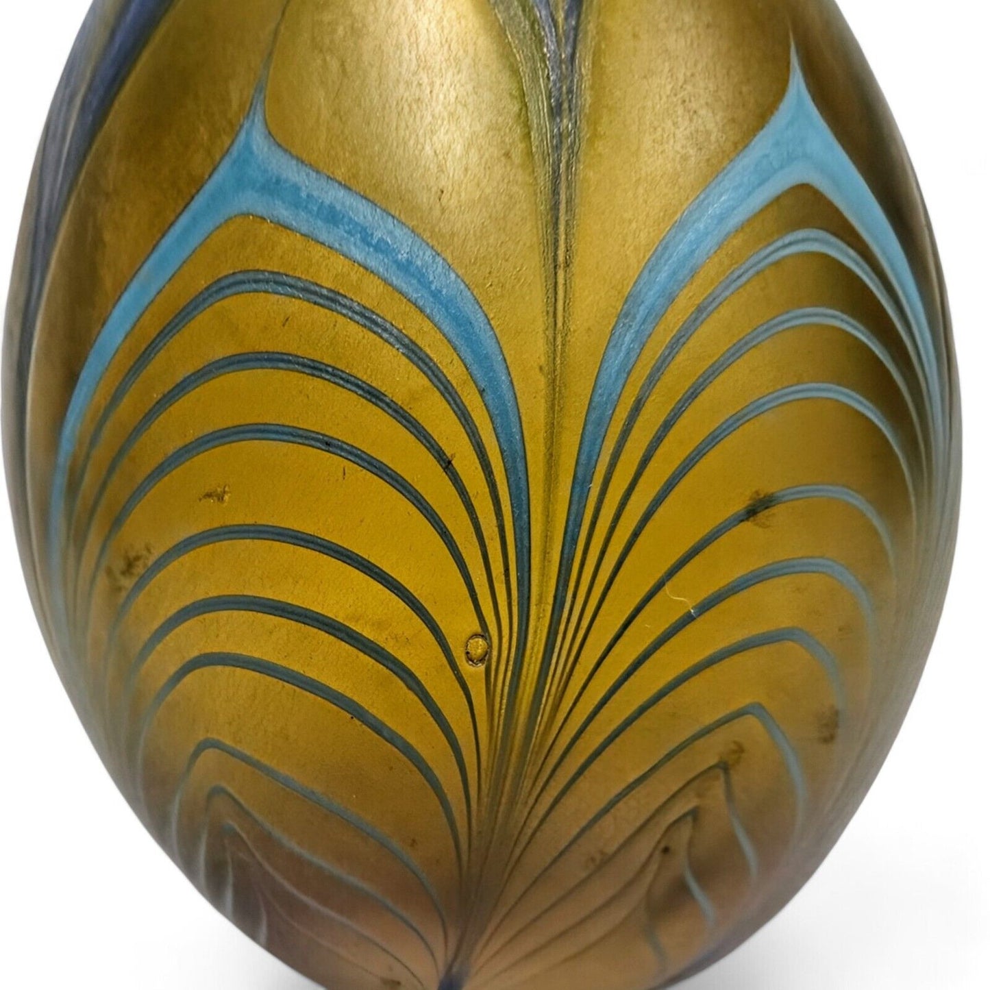 Vandermark Glass Egg Vintage Pulled Feather - Signed & Dated 1976