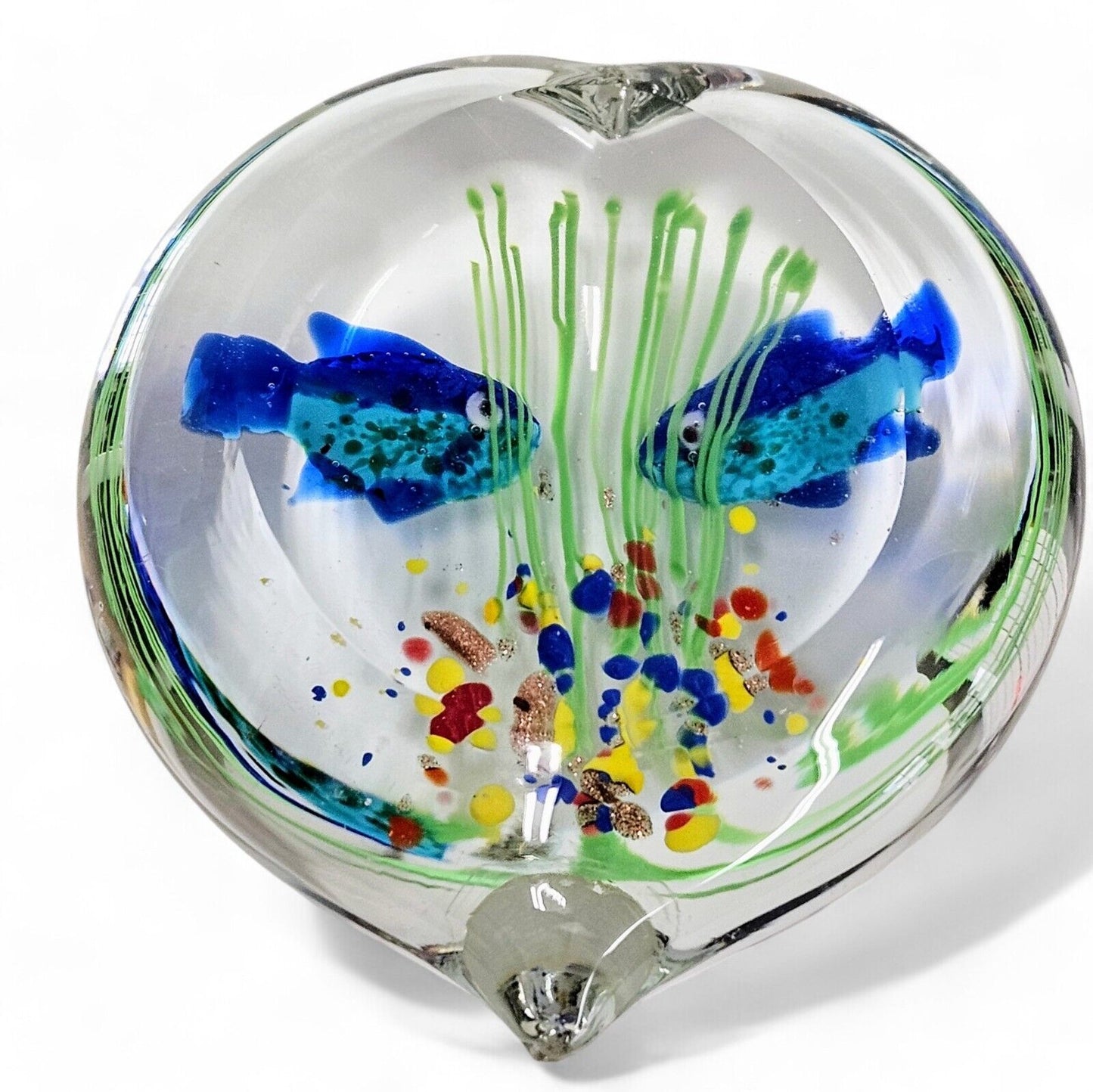 Authentic Murano Glass Fish Aquarium Paperweights | Original Sticker Attached