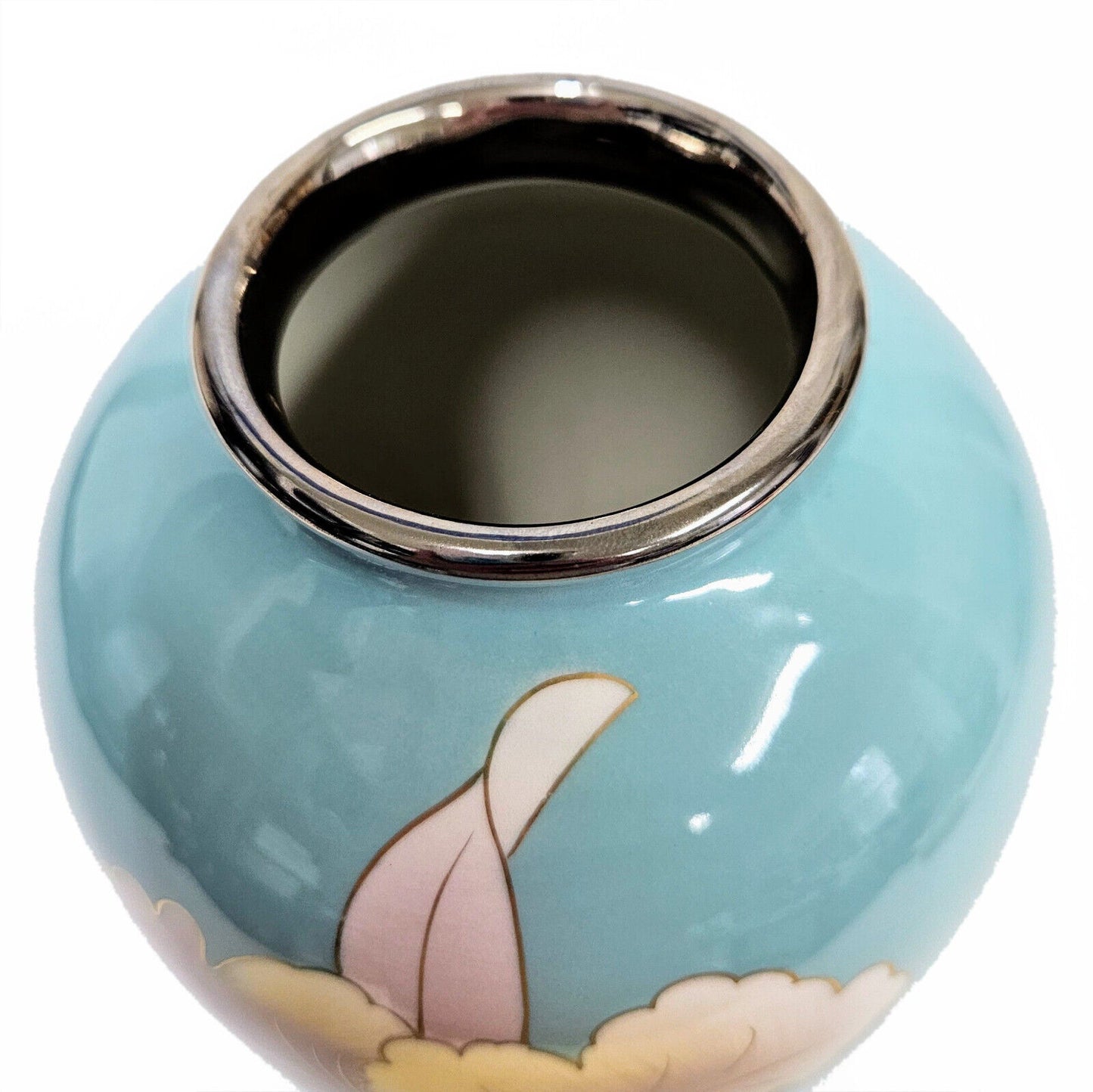 Porcelain MCM Vase in Aqua Blue with Cattleya Flower Fujiclo China Shippo Vase