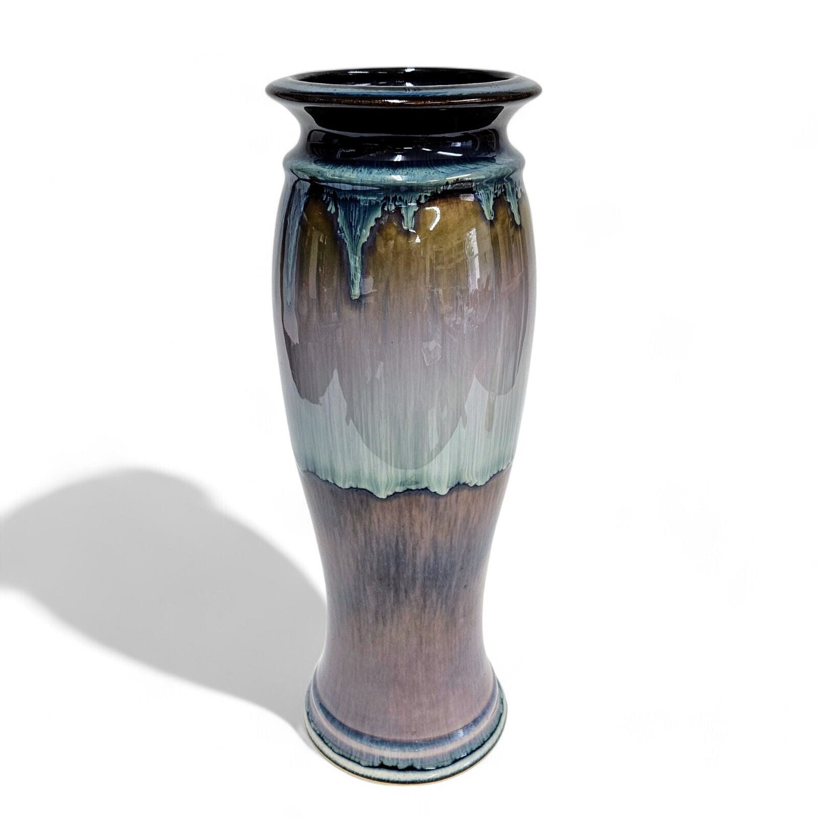 Bill Campbell Pottery Large Centerpiece Vase in Blues and Purple Drip Glaze