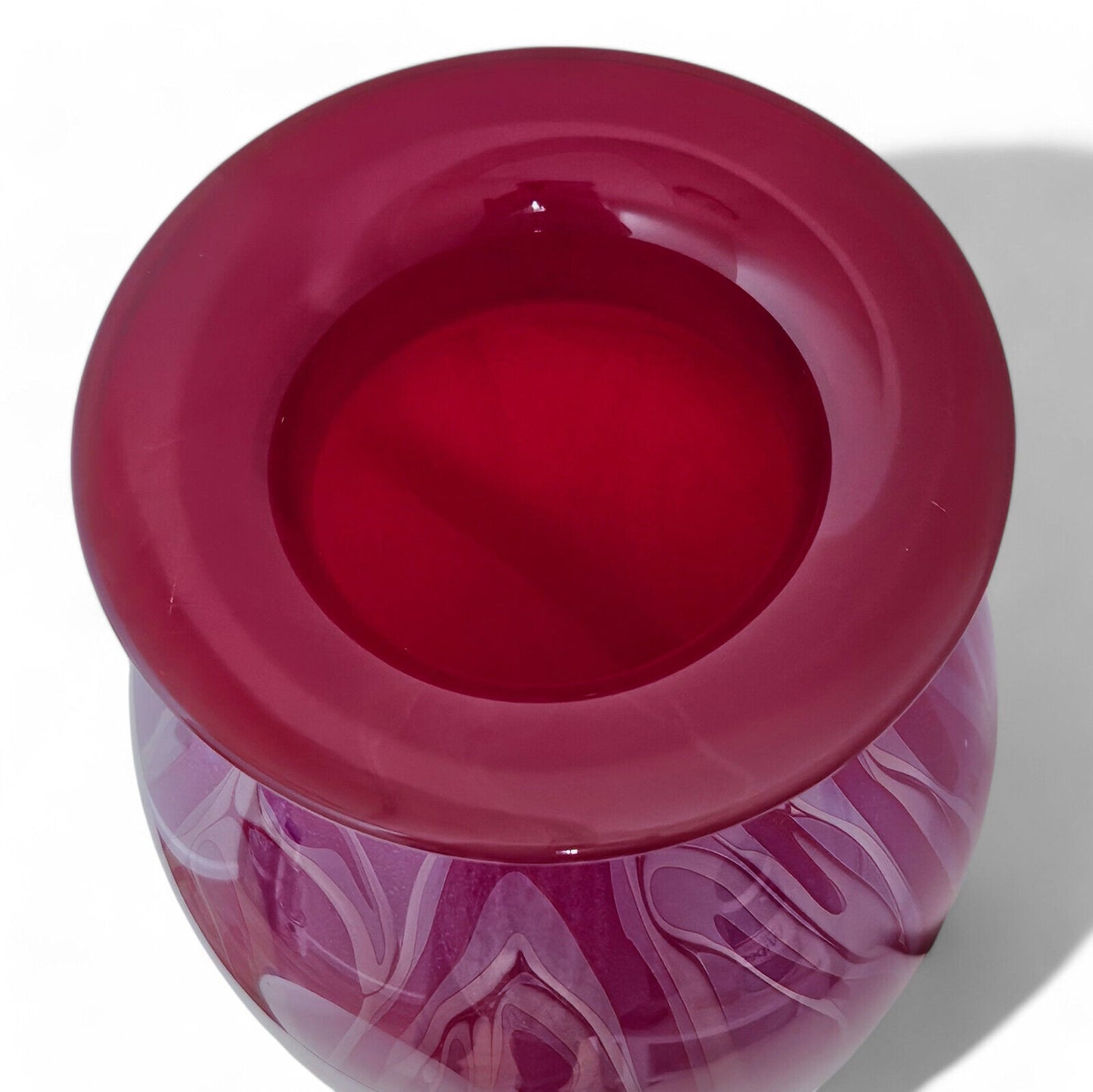 Robert Eickholt Blown Glass Art Vase | Signed 2002 | Magenta Purple | 11" Tall