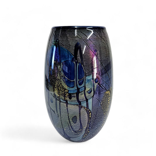 Robert Eickholt Blown Glass Art Vase | Signed and Dated 1982 | Dichroic Abstract