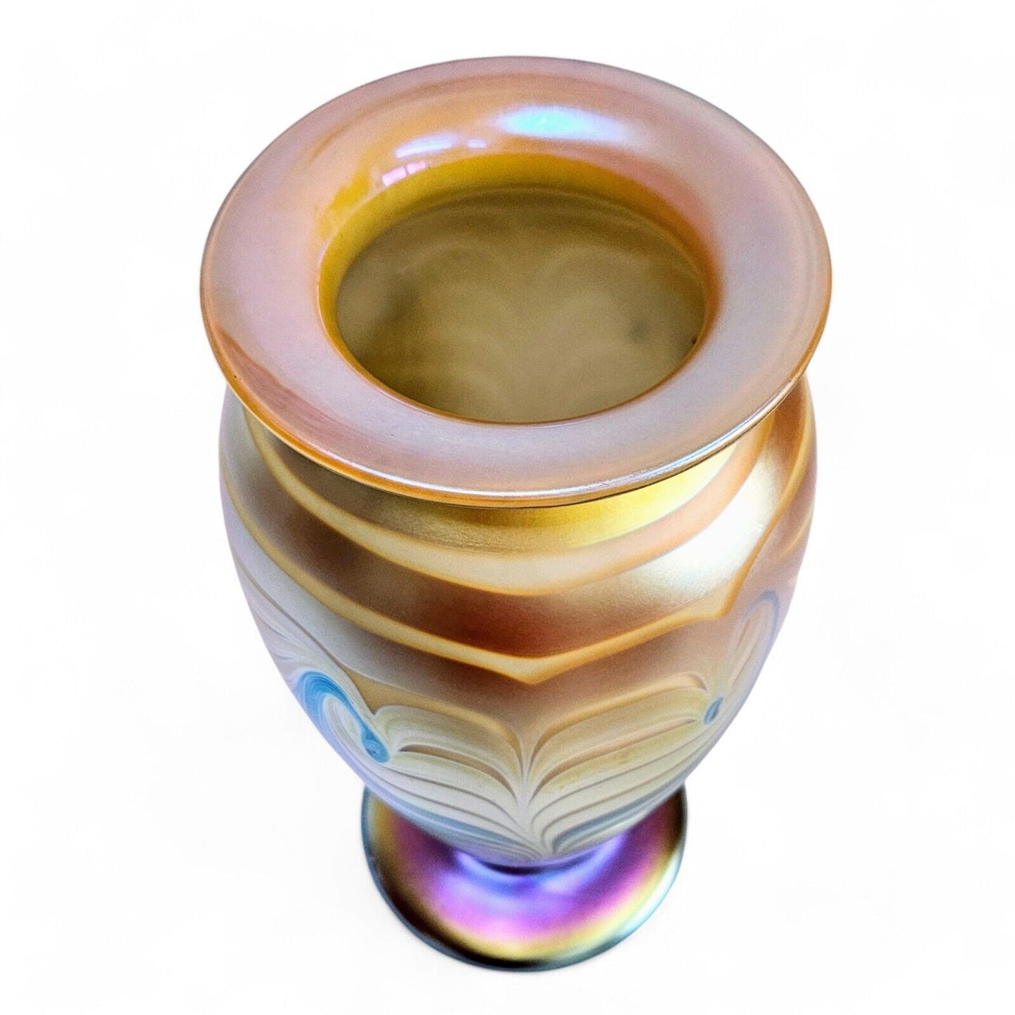 Robert Eickholt Blown Glass Vase | 11.5 inch Signed Dated 2003 | Pulled Feather