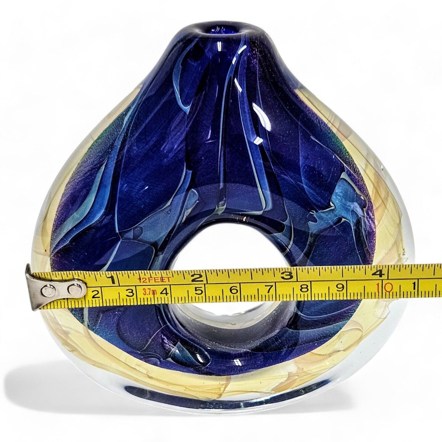 Robert Eickholt Blown Glass Encased Bud Vase | Signed Dated 2001 | Cosmic Blue