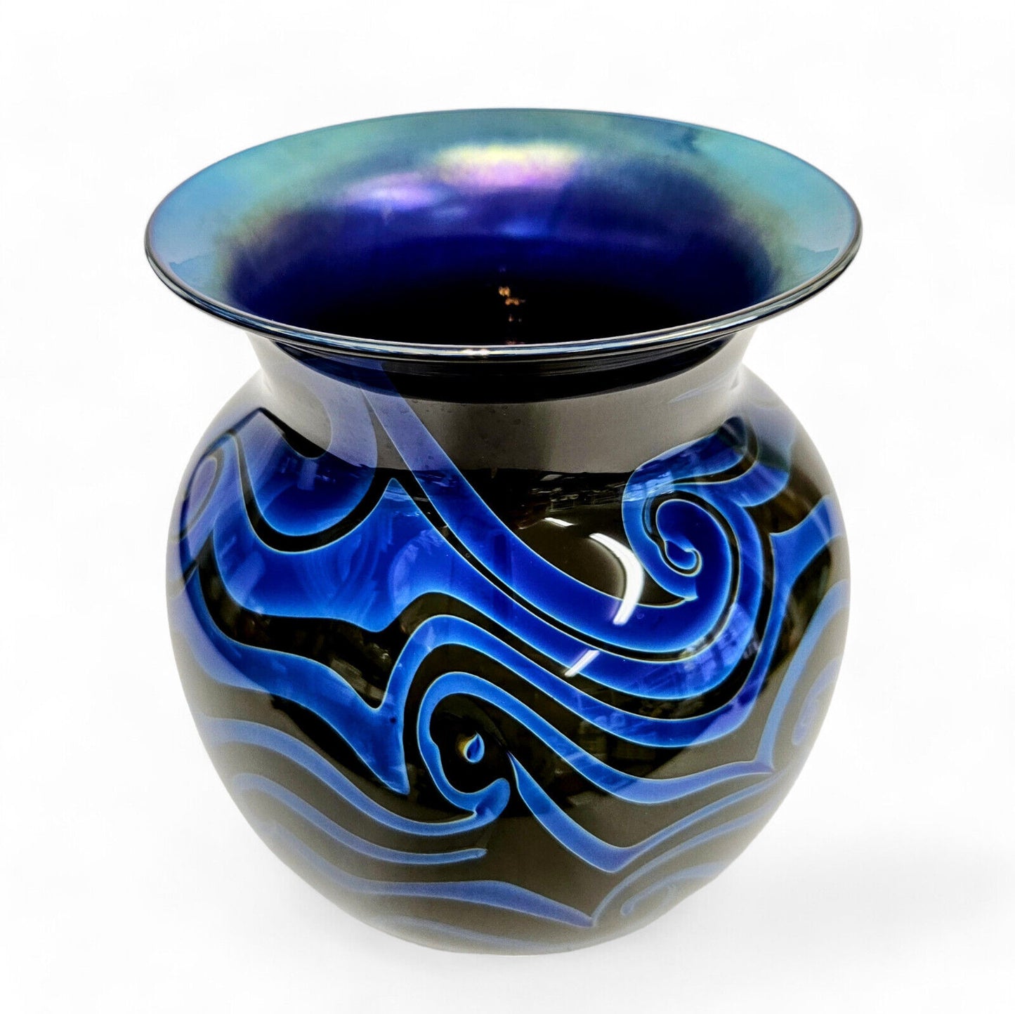 Charles Lotton King Tut Vase in Black and Blue - Signed and Dated 1974