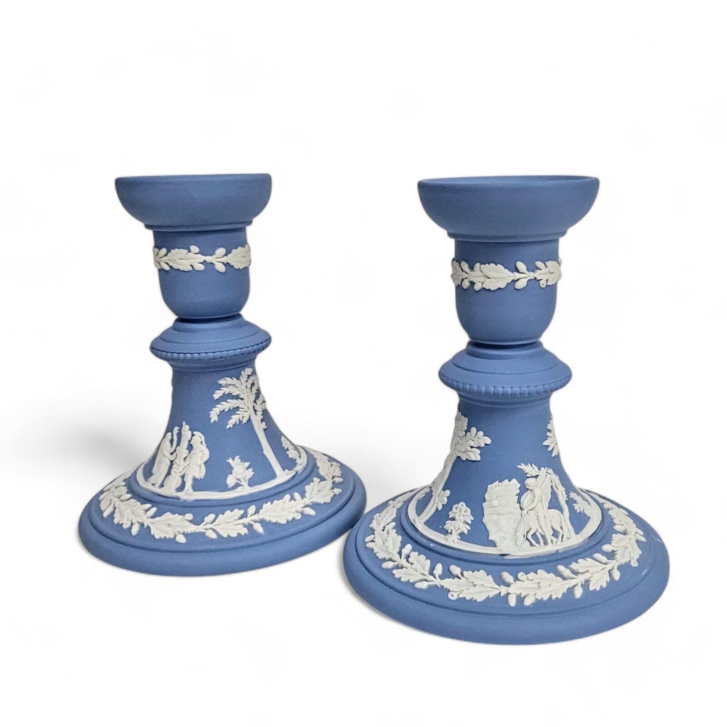 Lot of 2 Pale Blue Wedgwood Candlesticks Amazing Condition