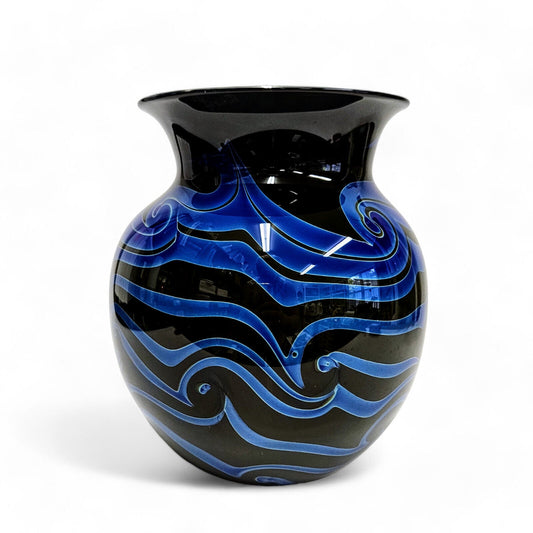 Charles Lotton King Tut Vase in Black and Blue - Signed and Dated 1974