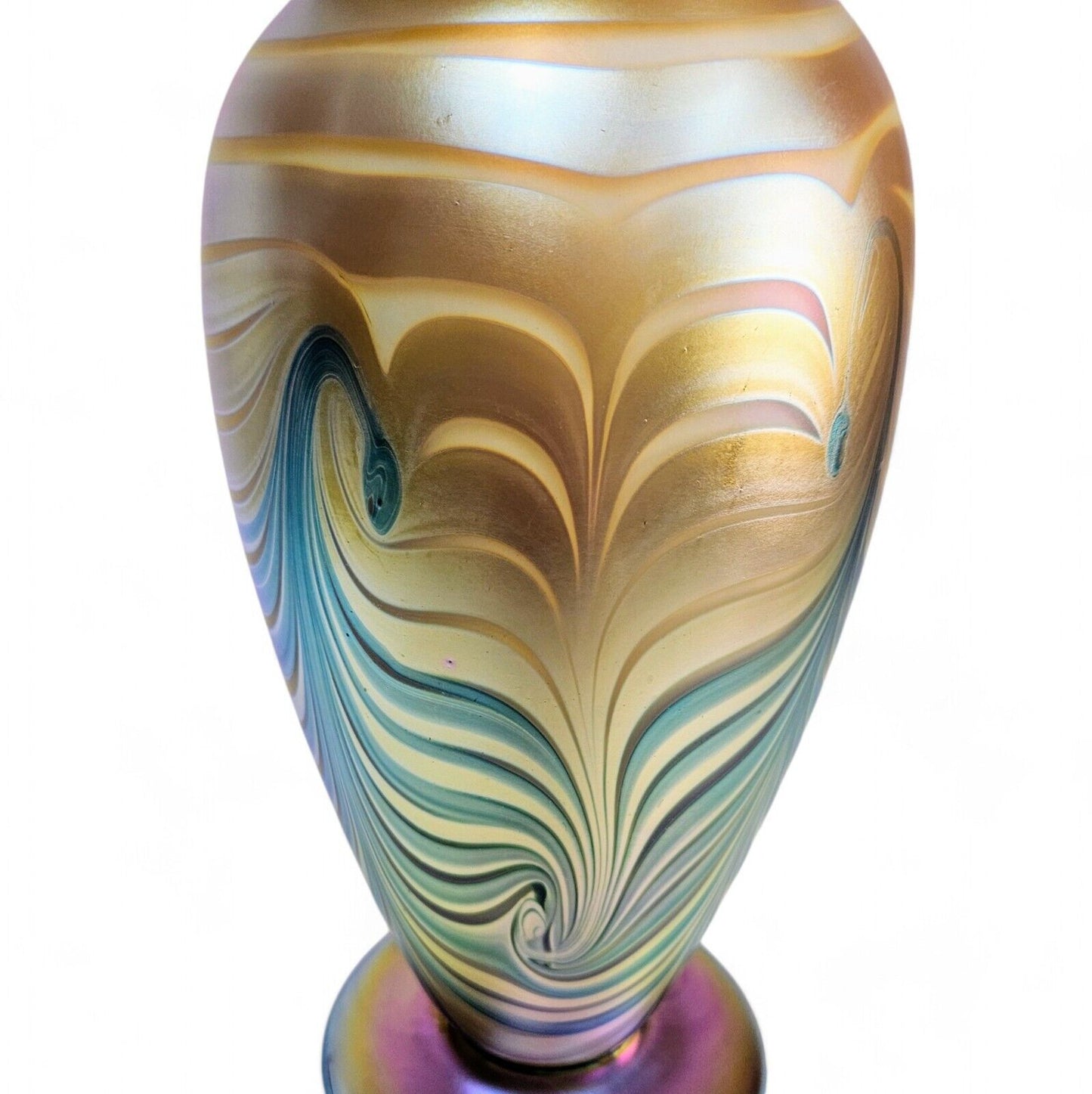 Robert Eickholt Blown Glass Vase | 11.5 inch Signed Dated 2003 | Pulled Feather