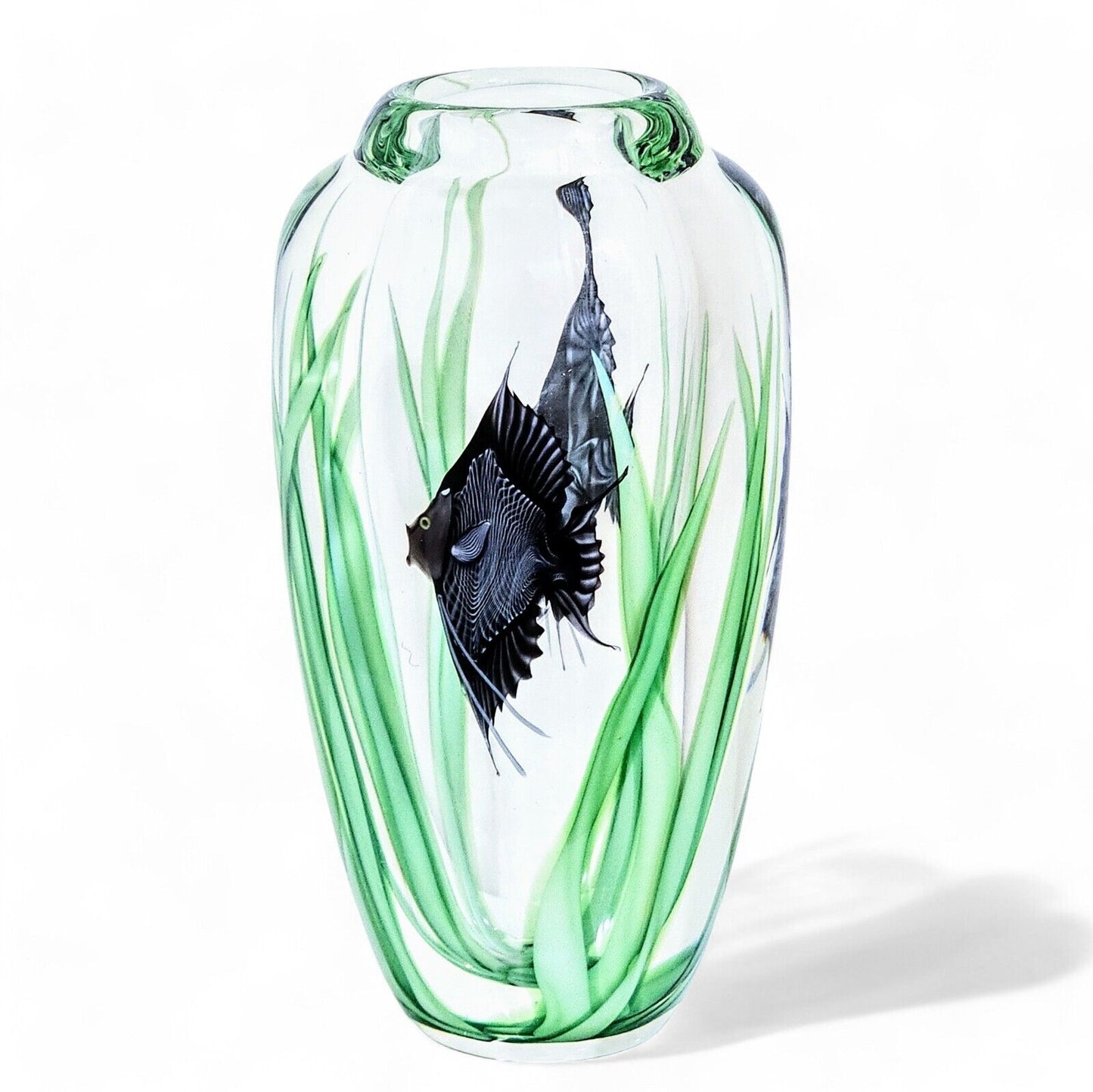 Orient & Flume Angel Fish Vase | Blown Glass Aquarium | Signed Scott Beyers 7.5"