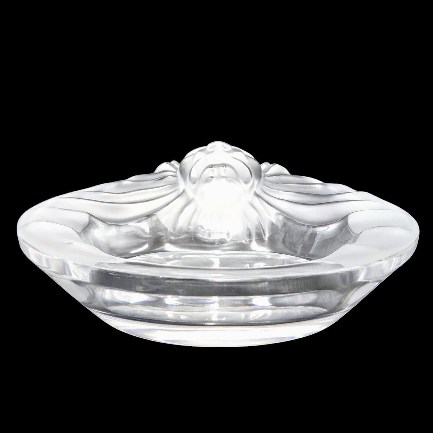 Lalique France Crystal Tete De Lion Head Ashtray | Signed | Excellent Condition