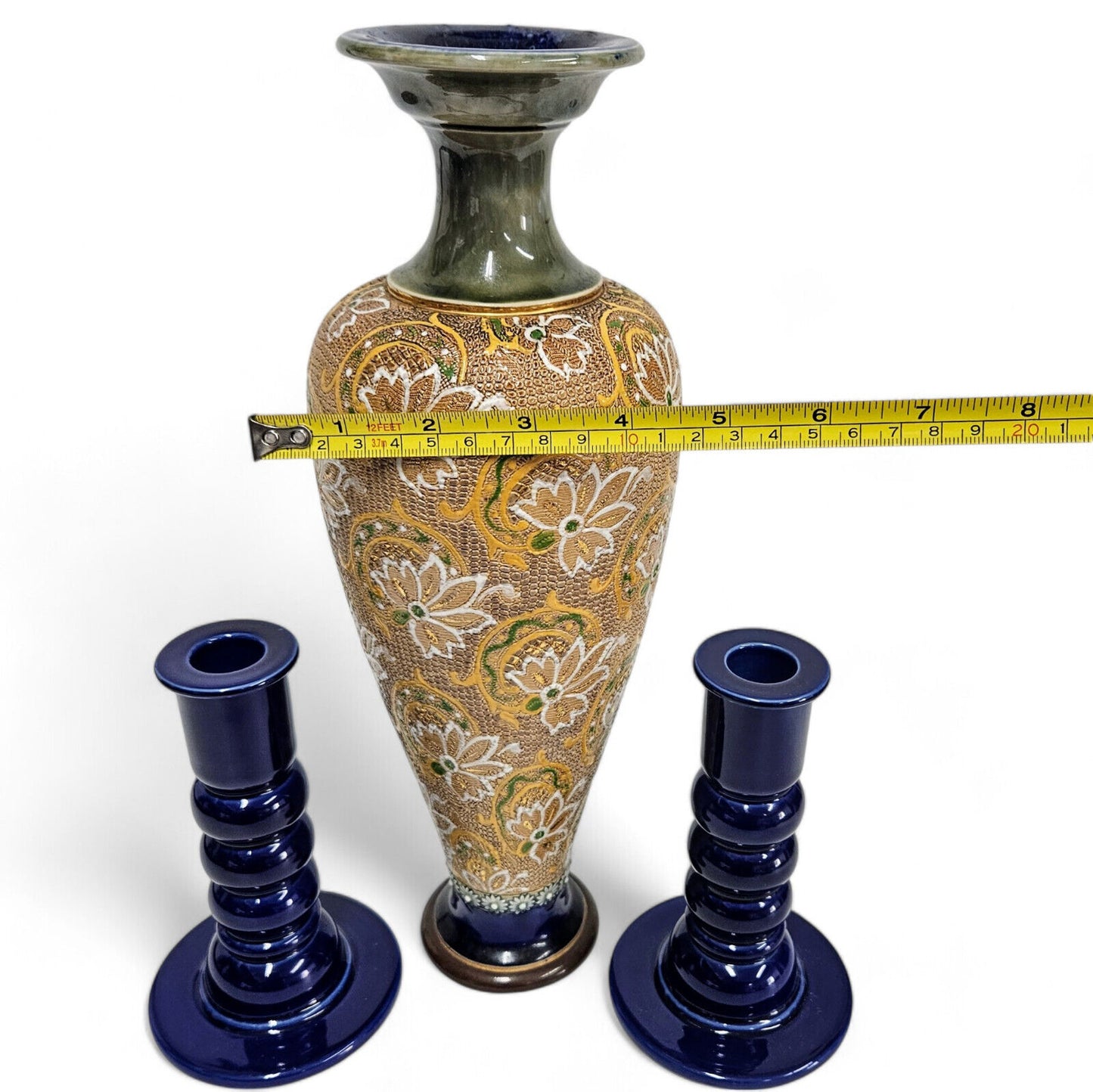 Antique Royal Doulton Slater Vase and Matching Candlesticks | Edwardian