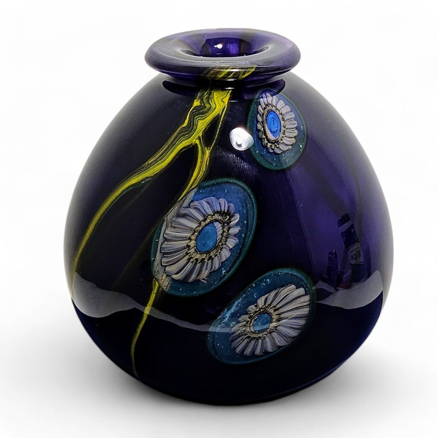 Robert Eickholt Dark Purple Sea Anemone Art Glass Vase Signed & Dated - 2007