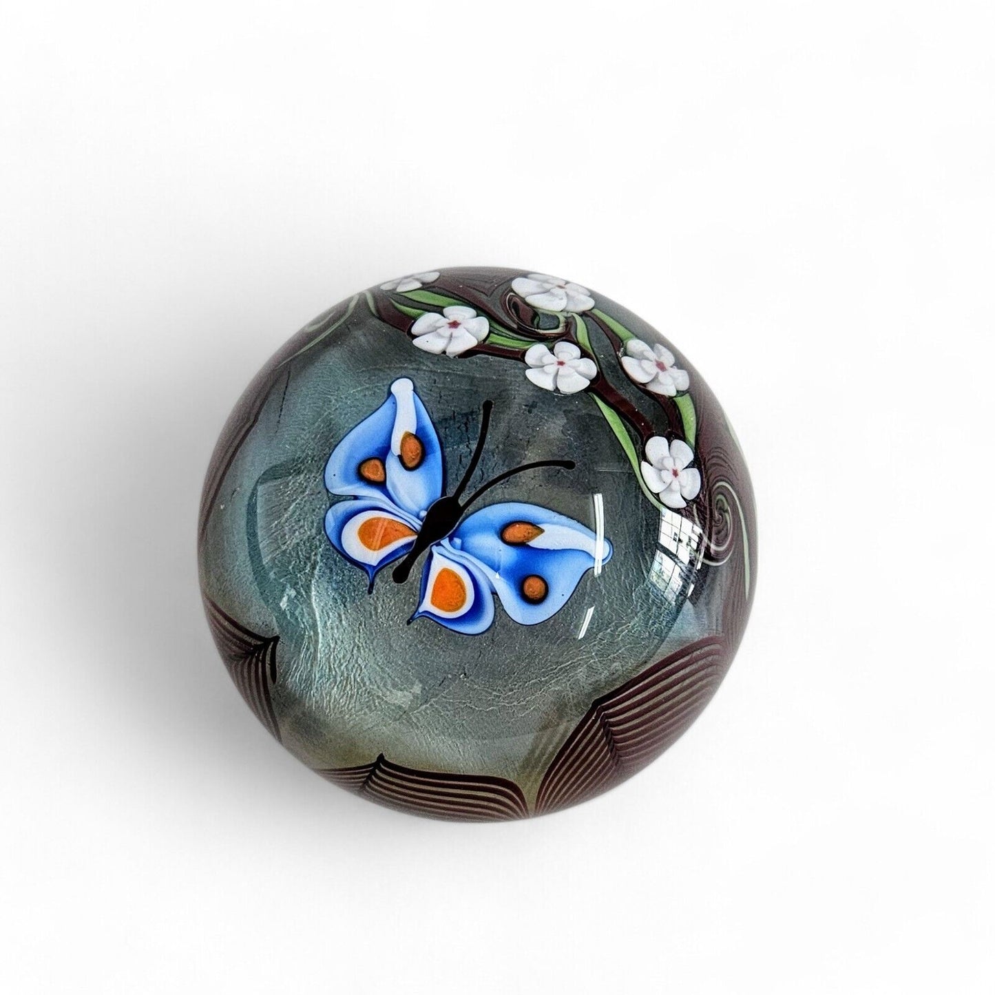 Orient and Flume "Sample" Butterfly Lampwork Studio Art Glass Paperweight