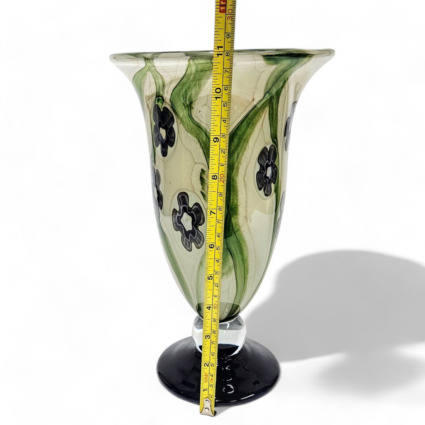 Robert Eickholt 11 Inch Tall Rare Footed Vase | Cane & Millefiori | Signed 2001