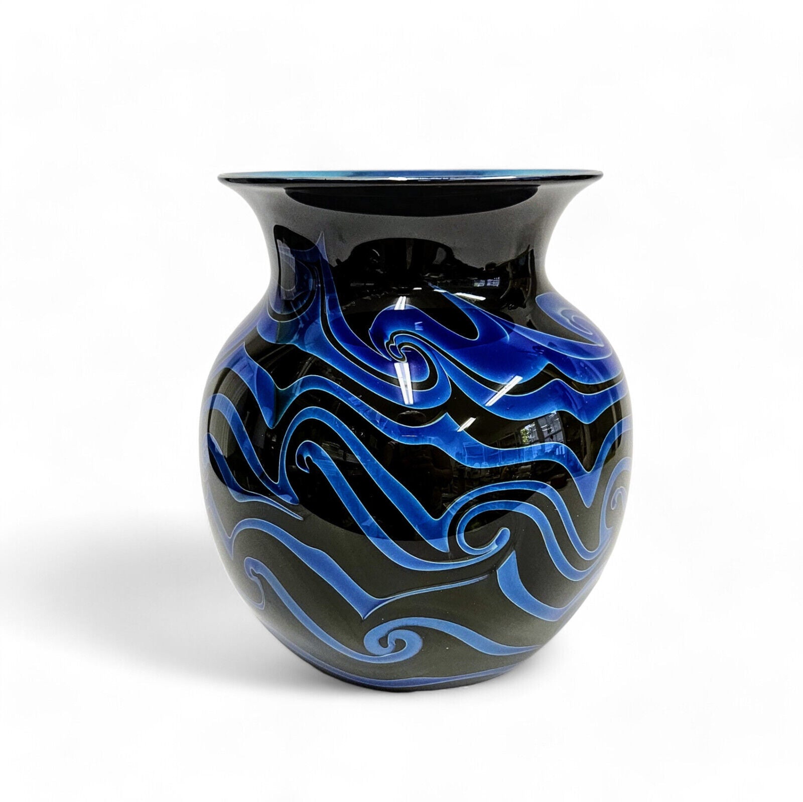 Charles Lotton King Tut Vase in Black and Blue - Signed and Dated 1974