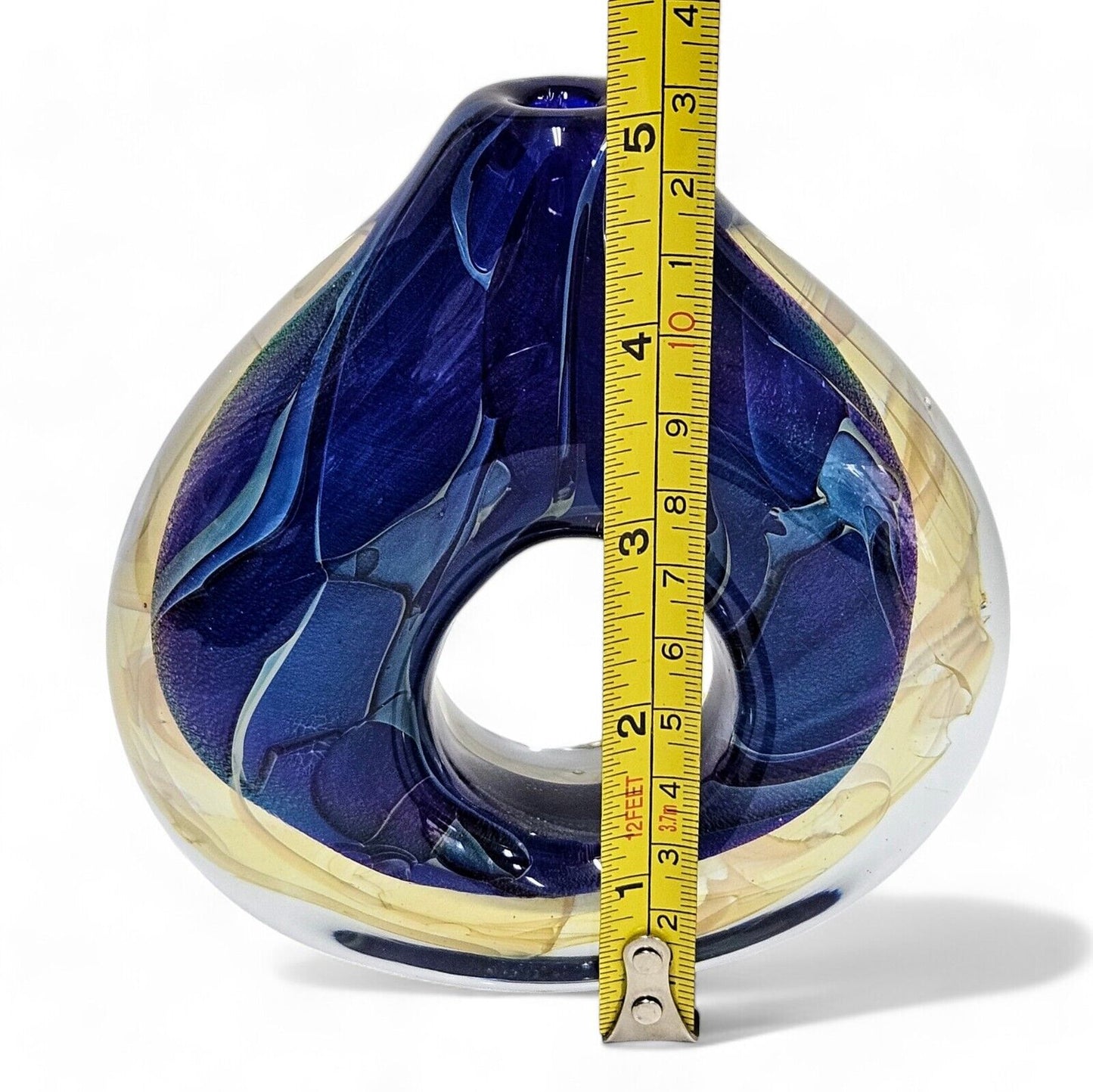 Robert Eickholt Blown Glass Encased Bud Vase | Signed Dated 2001 | Cosmic Blue