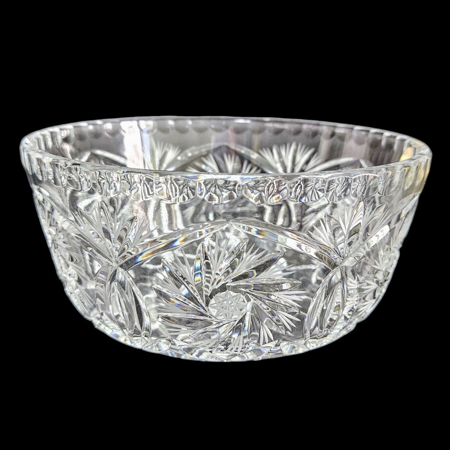 Vintage Crystal Clear Hand Cut 24% Lead Crystal Fruit Bowl Made In Poland