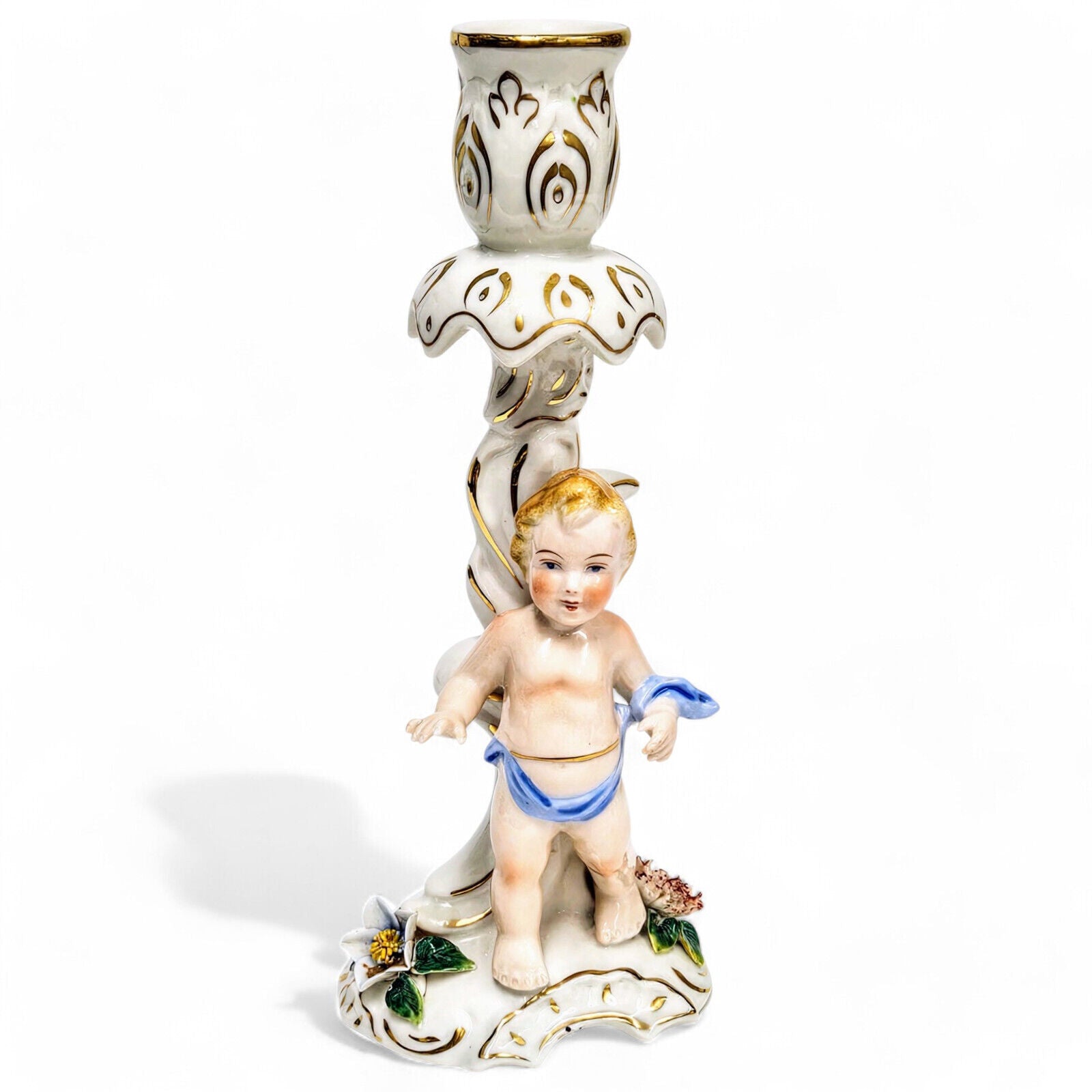 Antique Dresden Crown L R Cherub Candlestick C 1900's Limited Edition 1 of 550