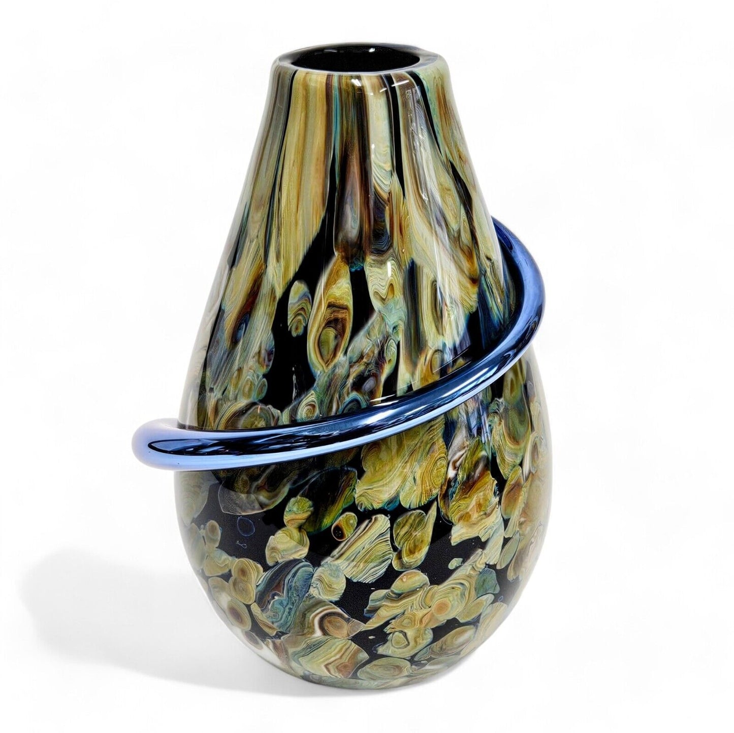 Robert Eickholt Rope Vase Signed and Dated 1998 | 9.5 Inch Tall Blown Glass Vase