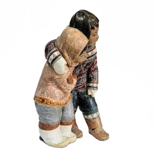 Lladro Couple From The Artic Eskimo Inuit - Gres Finish - 2038