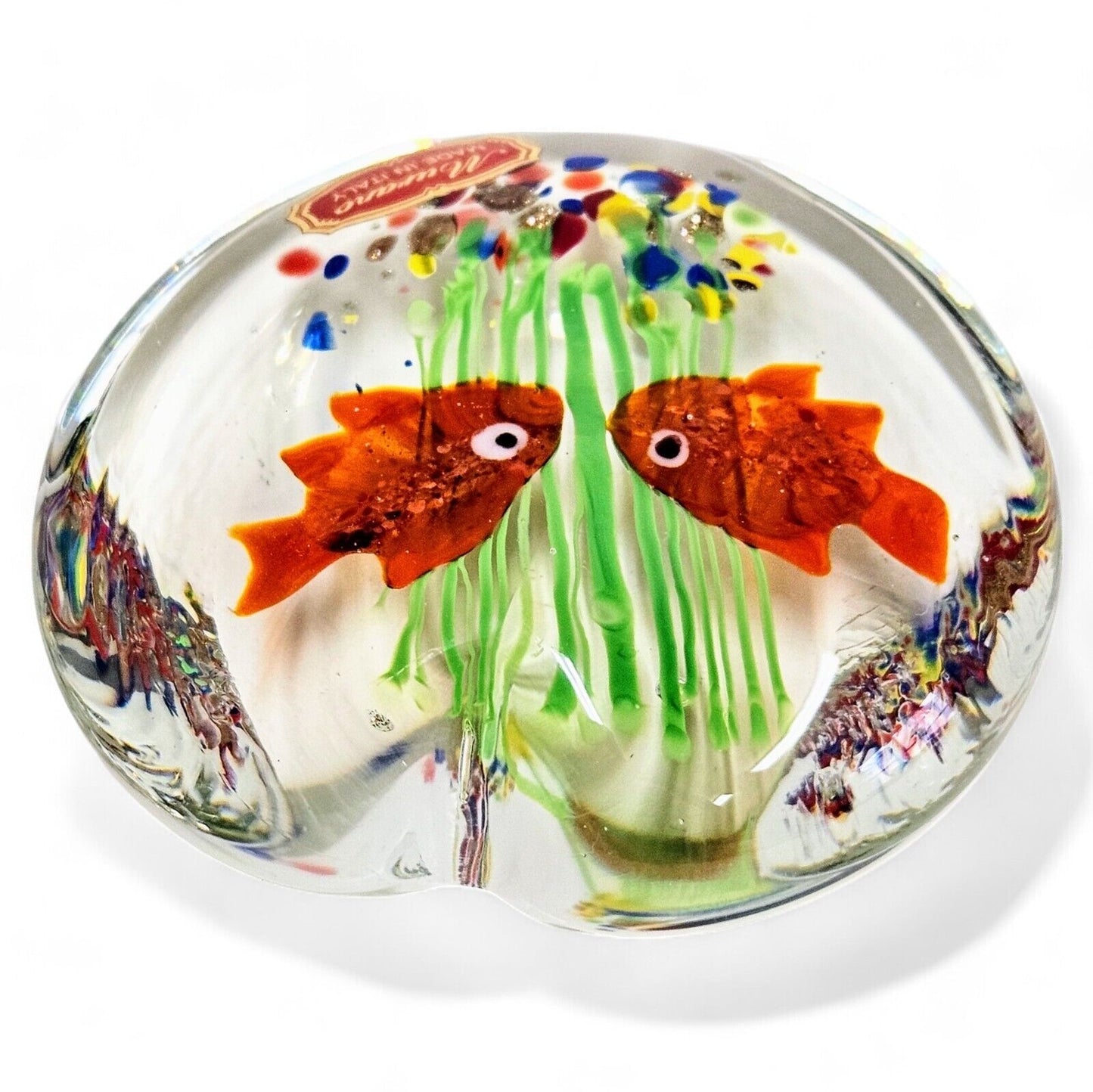 Authentic Murano Glass Fish Aquarium Paperweights | Original Sticker Attached