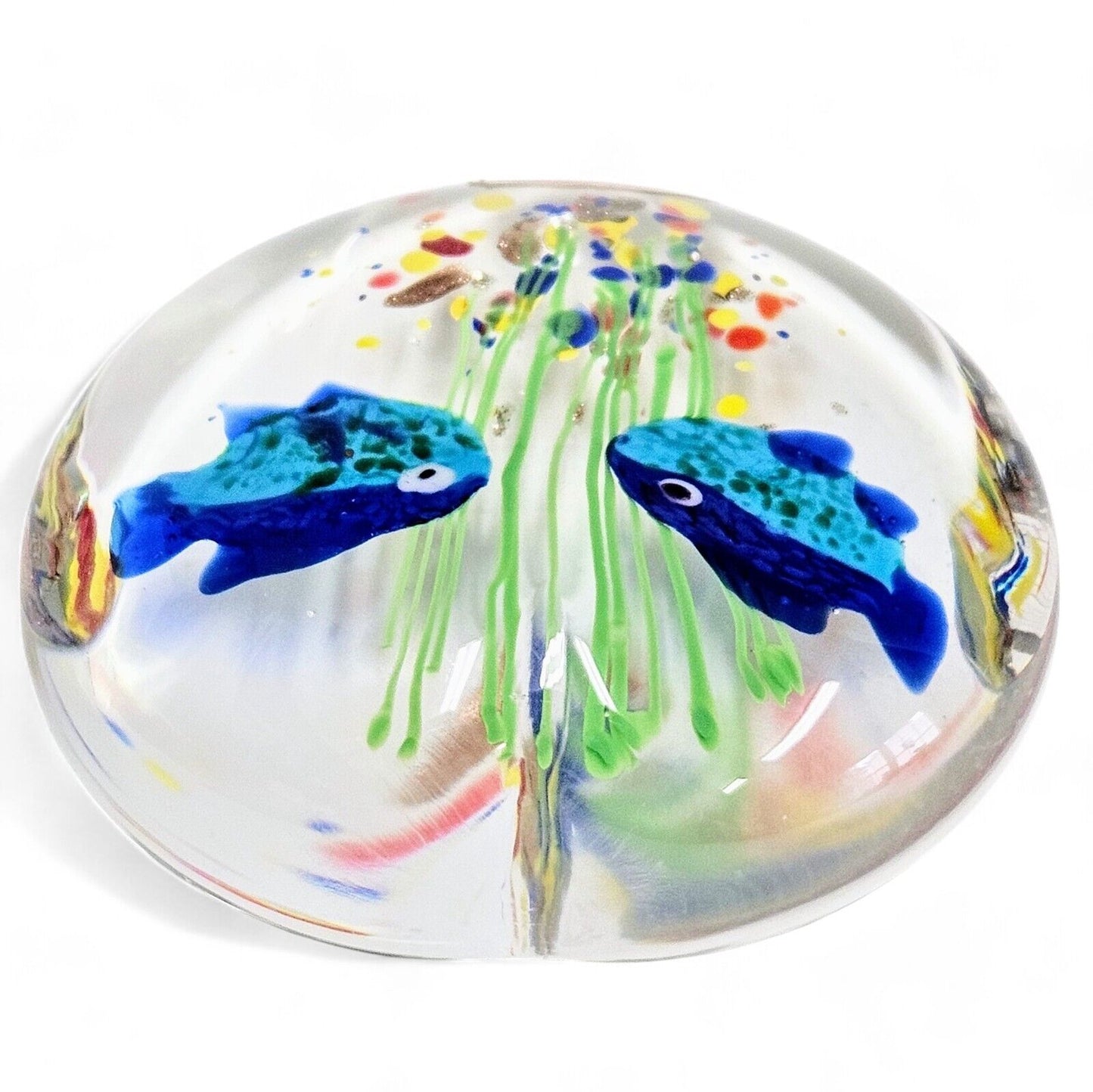 Authentic Murano Glass Fish Aquarium Paperweights | Original Sticker Attached