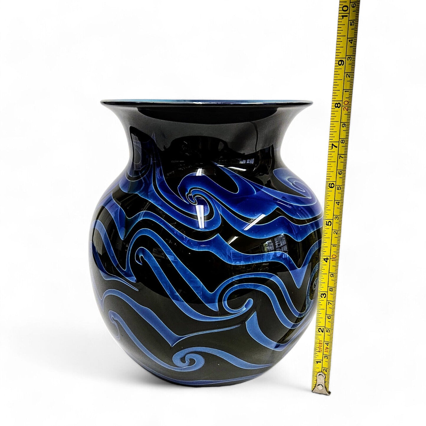 Charles Lotton King Tut Vase in Black and Blue - Signed and Dated 1974