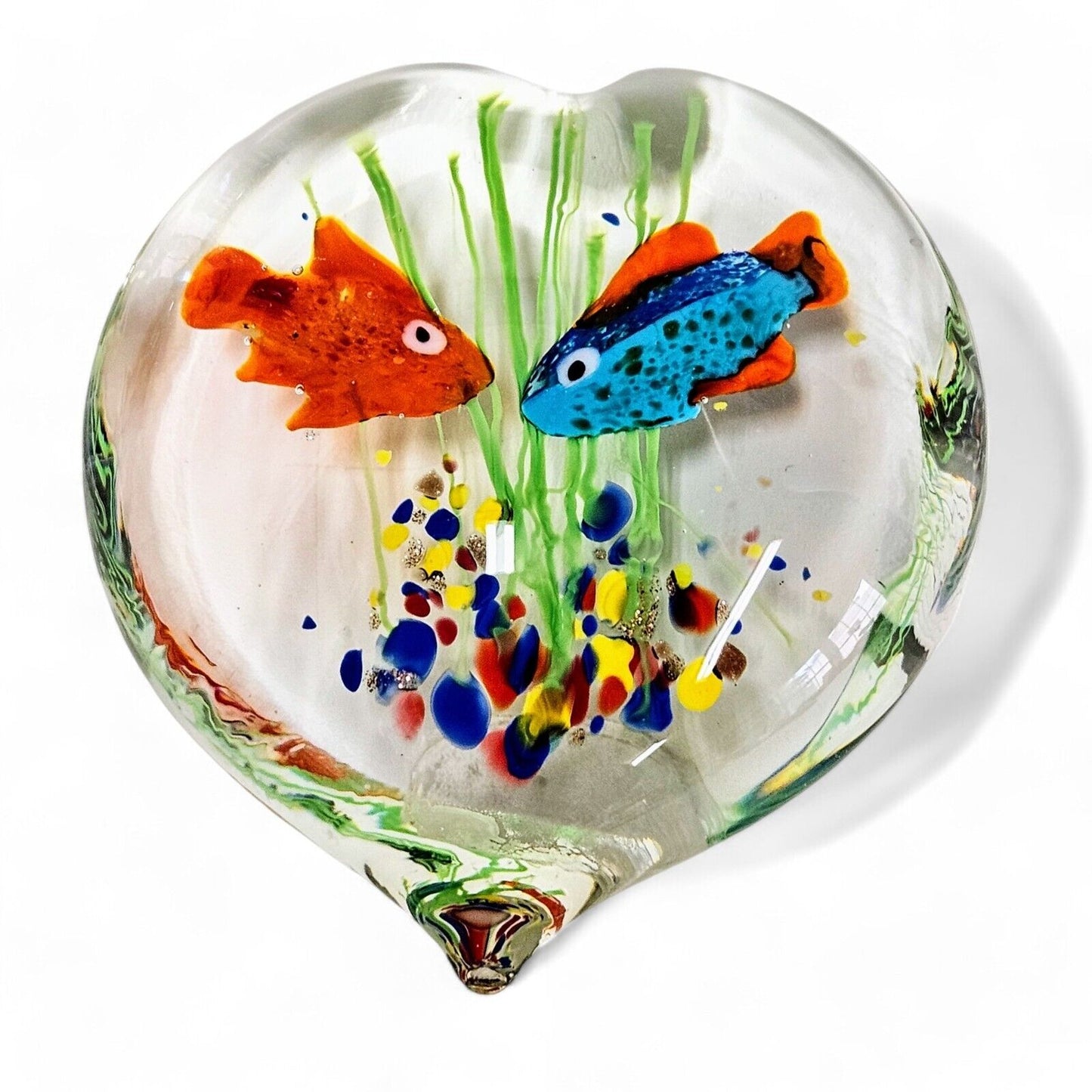 Authentic Murano Glass Fish Aquarium Paperweights | Original Sticker Attached