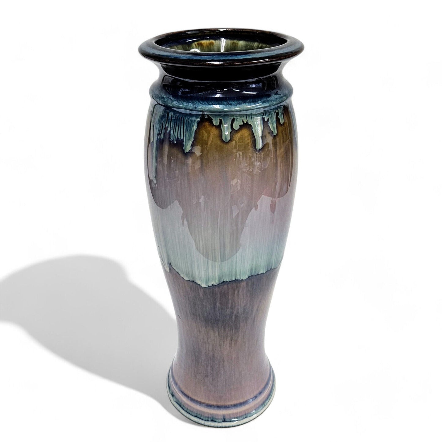 Bill Campbell Pottery Large Centerpiece Vase in Blues and Purple Drip Glaze