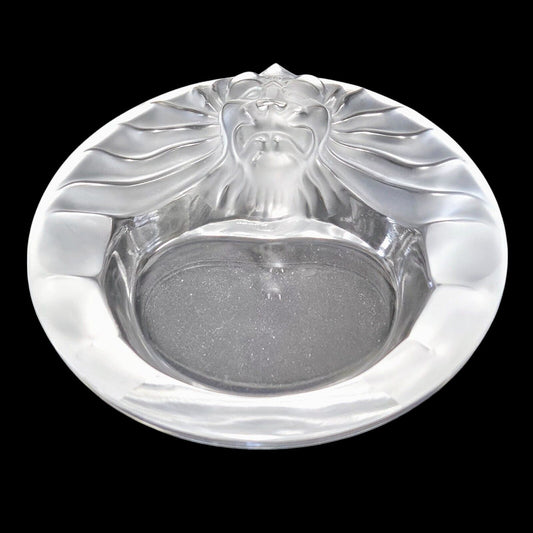 Lalique France Crystal Tete De Lion Head Ashtray | Signed | Excellent Condition