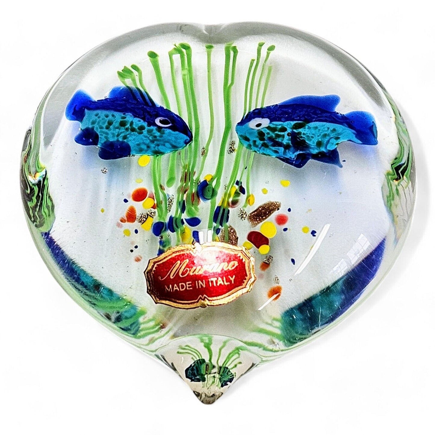 Authentic Murano Glass Fish Aquarium Paperweights | Original Sticker Attached