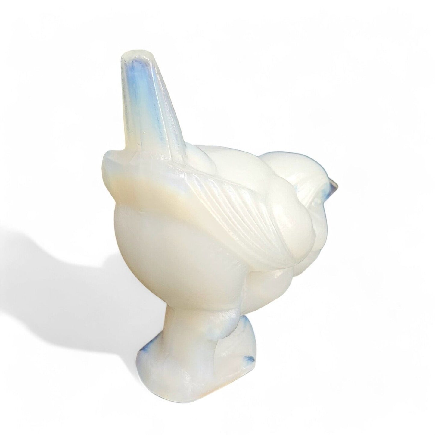 Sabino France Opalescent Art Glass Jumping Sparrow Bird -Tail Up Figurine